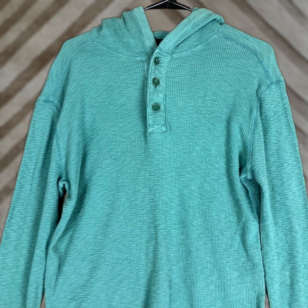 Lucky Brand Lucky Brand Sweater Mens Pullover Knitted Hoodie - Sea Pine 100% Cotton Small Green Thermal Casual Workwear Mens Size US S / EU 44-46 / 1 - 1 Thumbnail