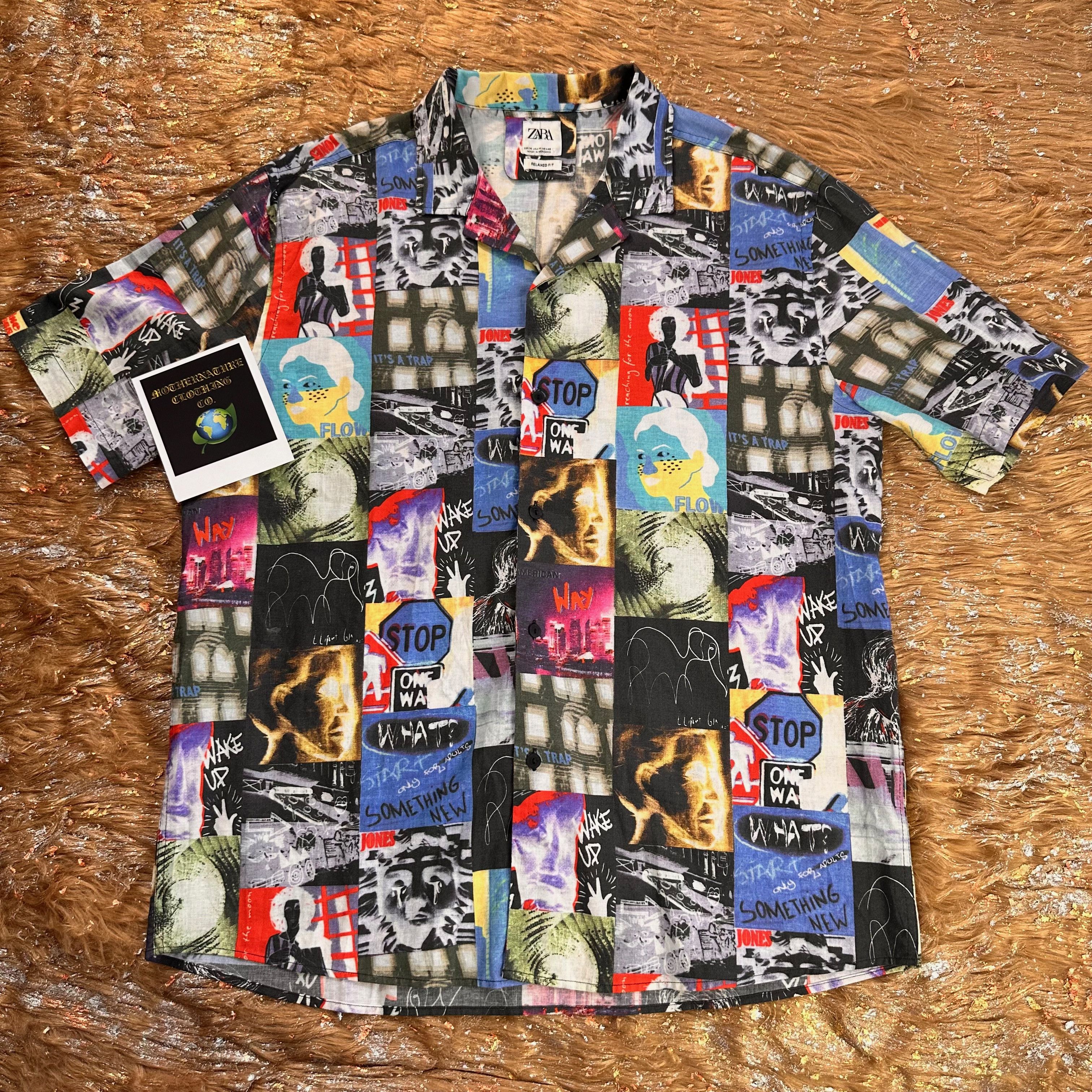 Zara VINTAGE PATCH WORK ZARA CAMP COLLAR SHIRT Size US L / EU 52-54 / 3 - 1 Thumbnail