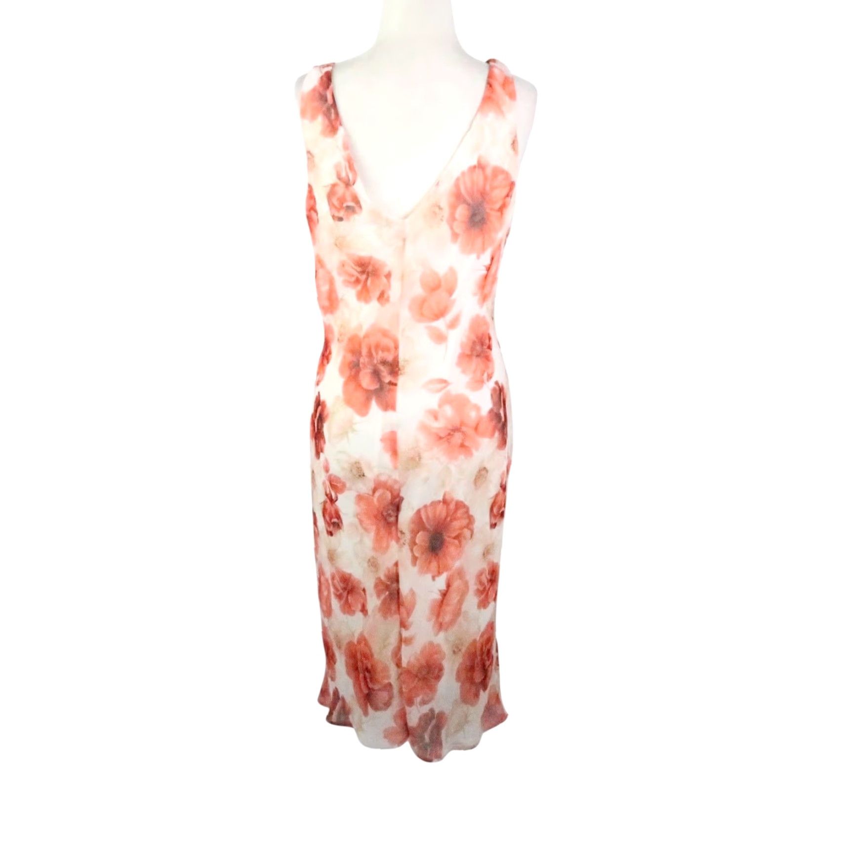 Vintage VINTAGE 90s Faith Love Passion Dress Midi Floral Cowl Neck Sleeveless Women's 10 Cream Orange Party/Cocktail Spring Summer Size L / US 10 / IT 46 - 4 Thumbnail