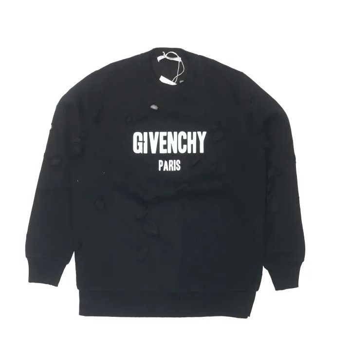 Givenchy Solid Print Letter Distressed Sweatshirt