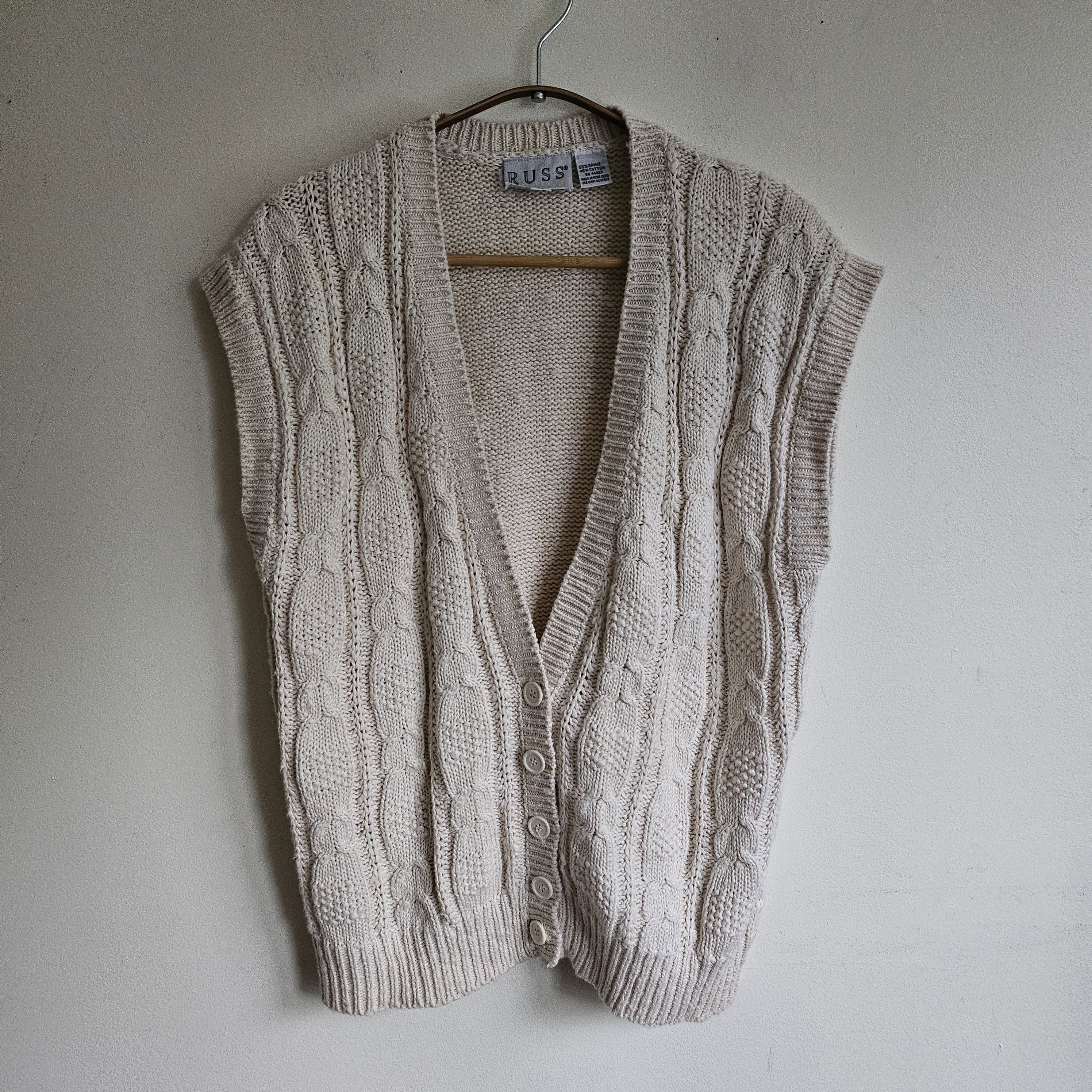 Vintage Vintage 80's Russ Studio Cable Knit Vest Size M / US 6-8 / IT 42-44 - 2 Thumbnail