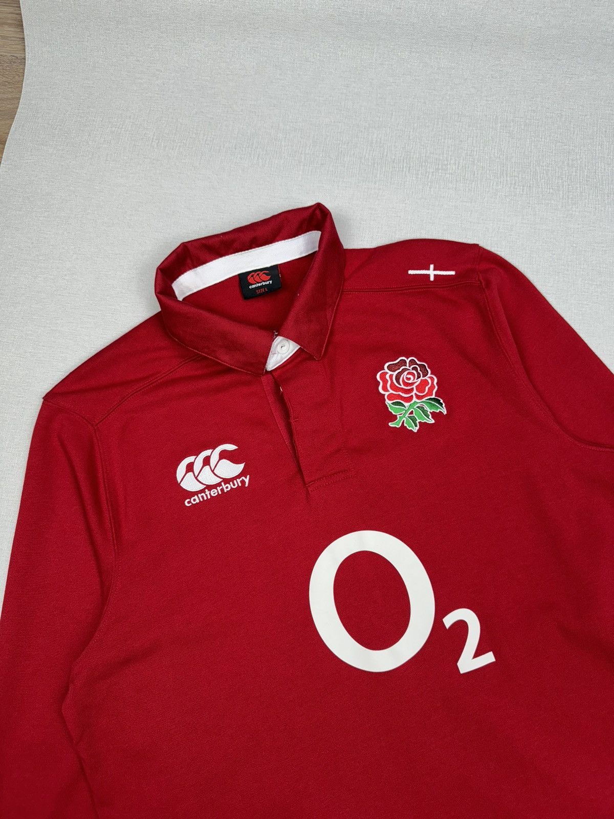 Vintage Men’s Canterbury England O2 Long Sleeve Rugby Shirt size L Size US L / EU 52-54 / 3 - 2 Thumbnail