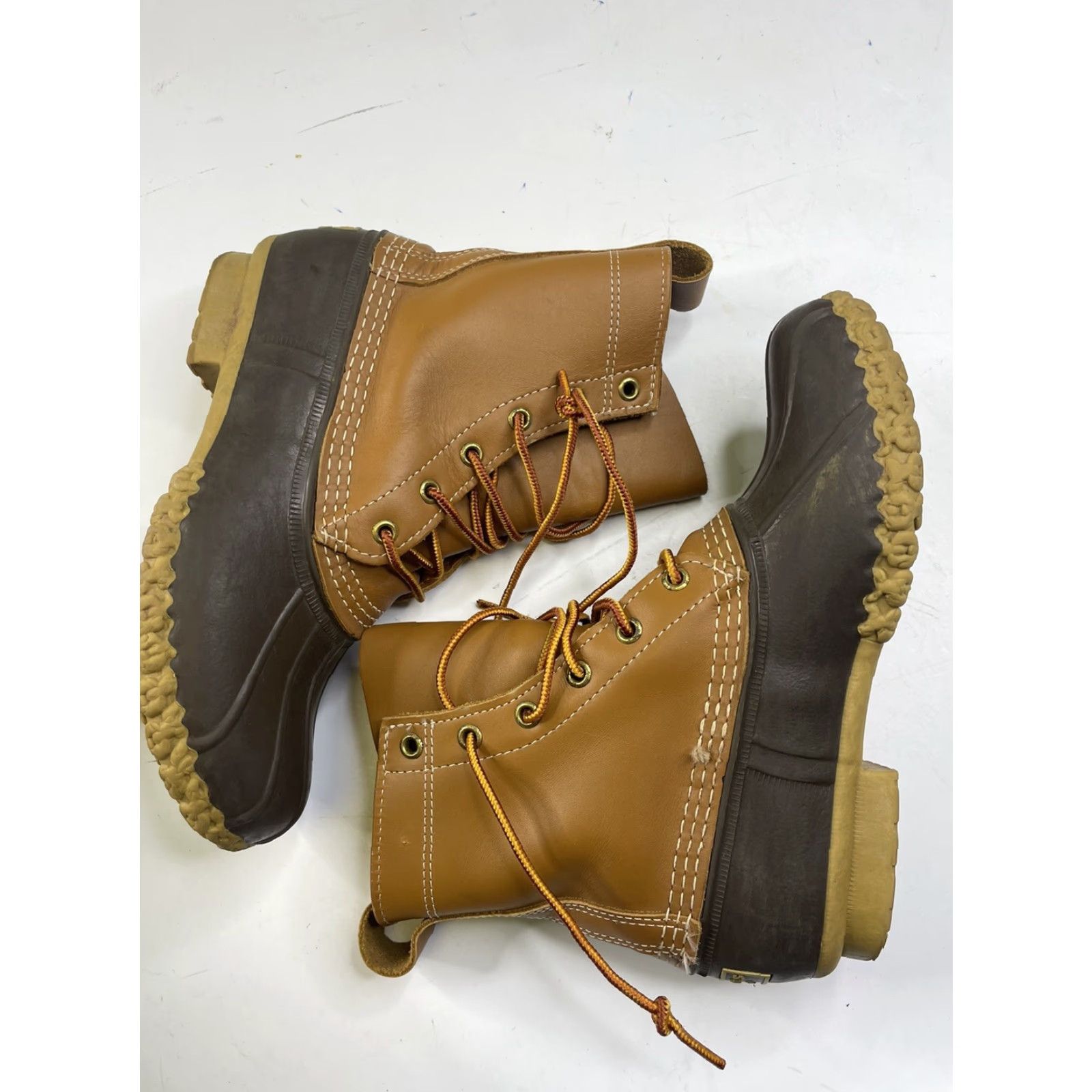 Vintage LL BEAN Women Brown Leather Rubber Lace Up Duck Boots 7 M Boots Rain Outdoor West Vintage No Size US 7 / IT 37 - 7 Thumbnail