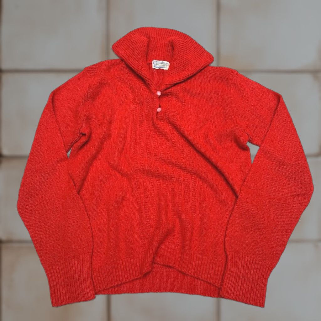 Vintage VINTAGE Sears Roebuck & Co Kerrybrooke Red 1/4 Button Sweater Womens S 1950s 50s Casual Acrylic Secretary/Geek Size S / US 4 / IT 40 - 1 Thumbnail