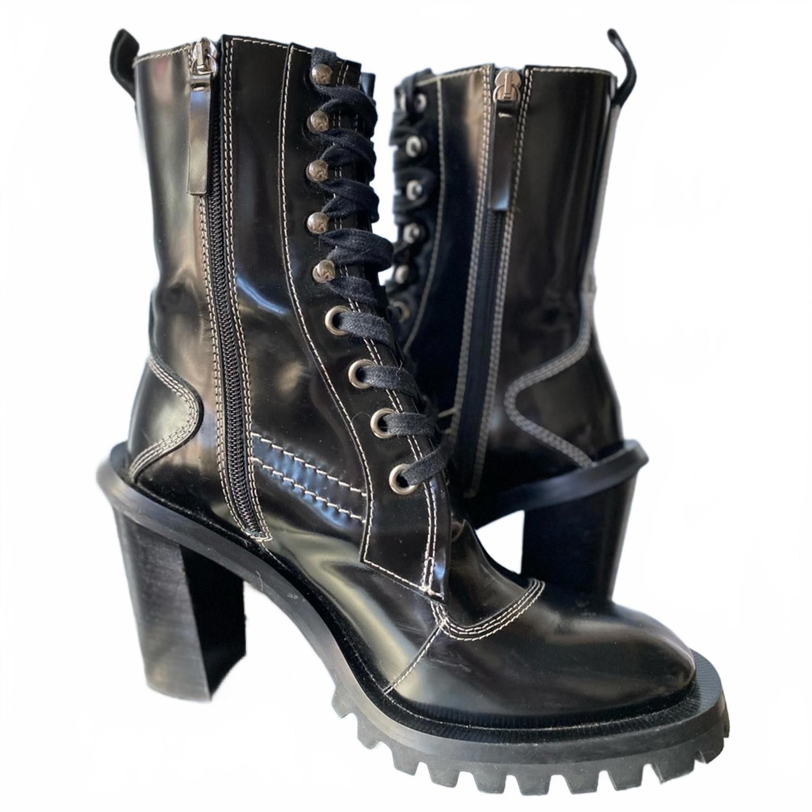 Acne Studios Acne Studios Leather Heeled Combat Boots Lug Sole 39 Size US 9 / IT 39 - 2 Thumbnail