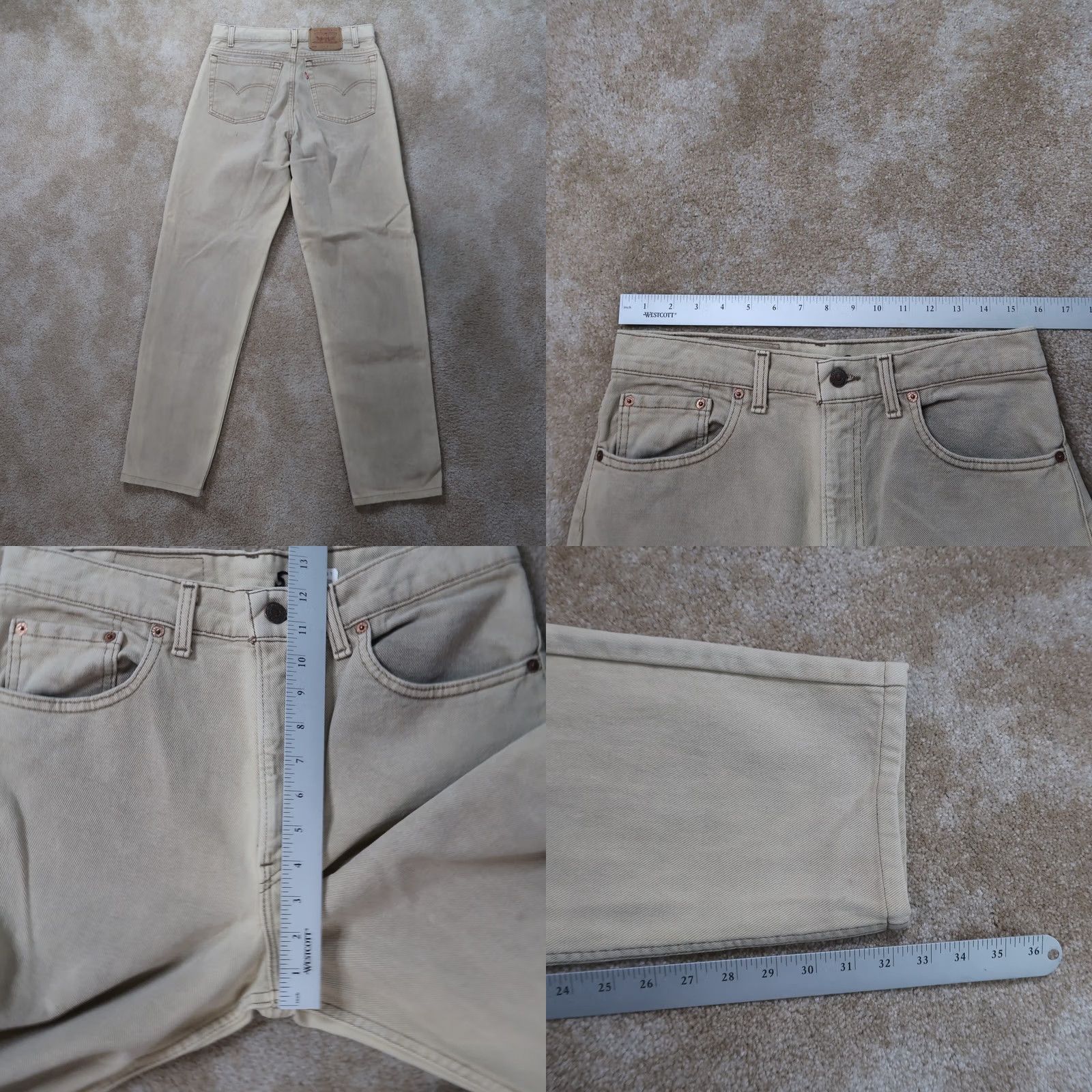 Levi's VINTAGE Levi's 550 Jeans Mens 32x34 Beige Denim Relaxed Tapered 90s 1994 USA Grunge Pills Size US 32 / EU 48 - 8 Thumbnail
