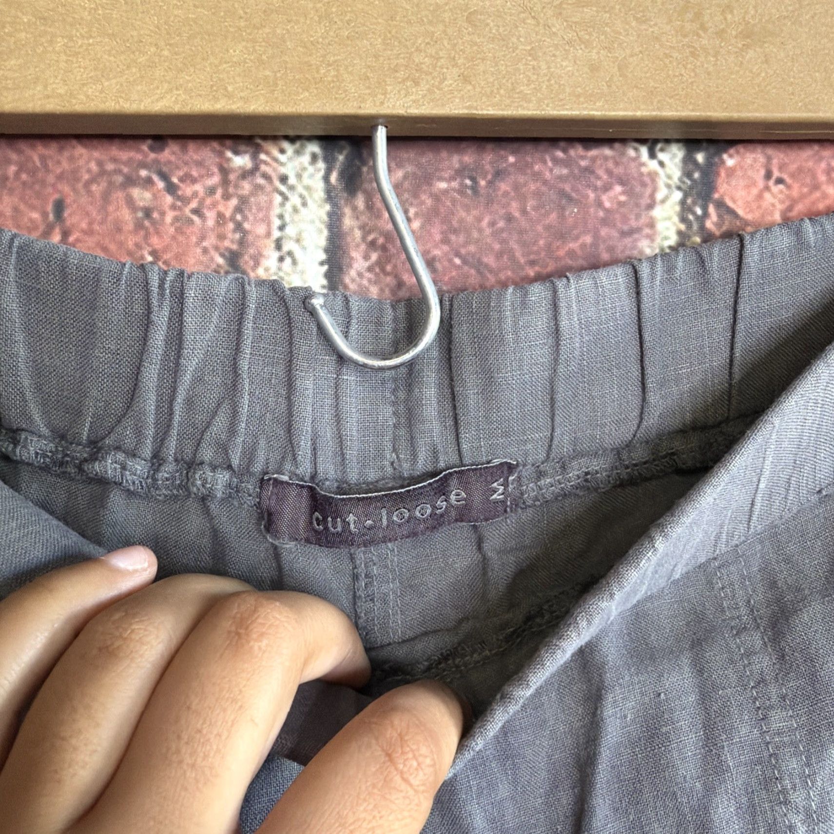 Vintage Cut-loose Pants Womens Casual Wide-Leg Crop Cropped Gray Linen Cotton Relaxed Sz M Medium Size 32" / US 10 / IT 46 - 2 Thumbnail