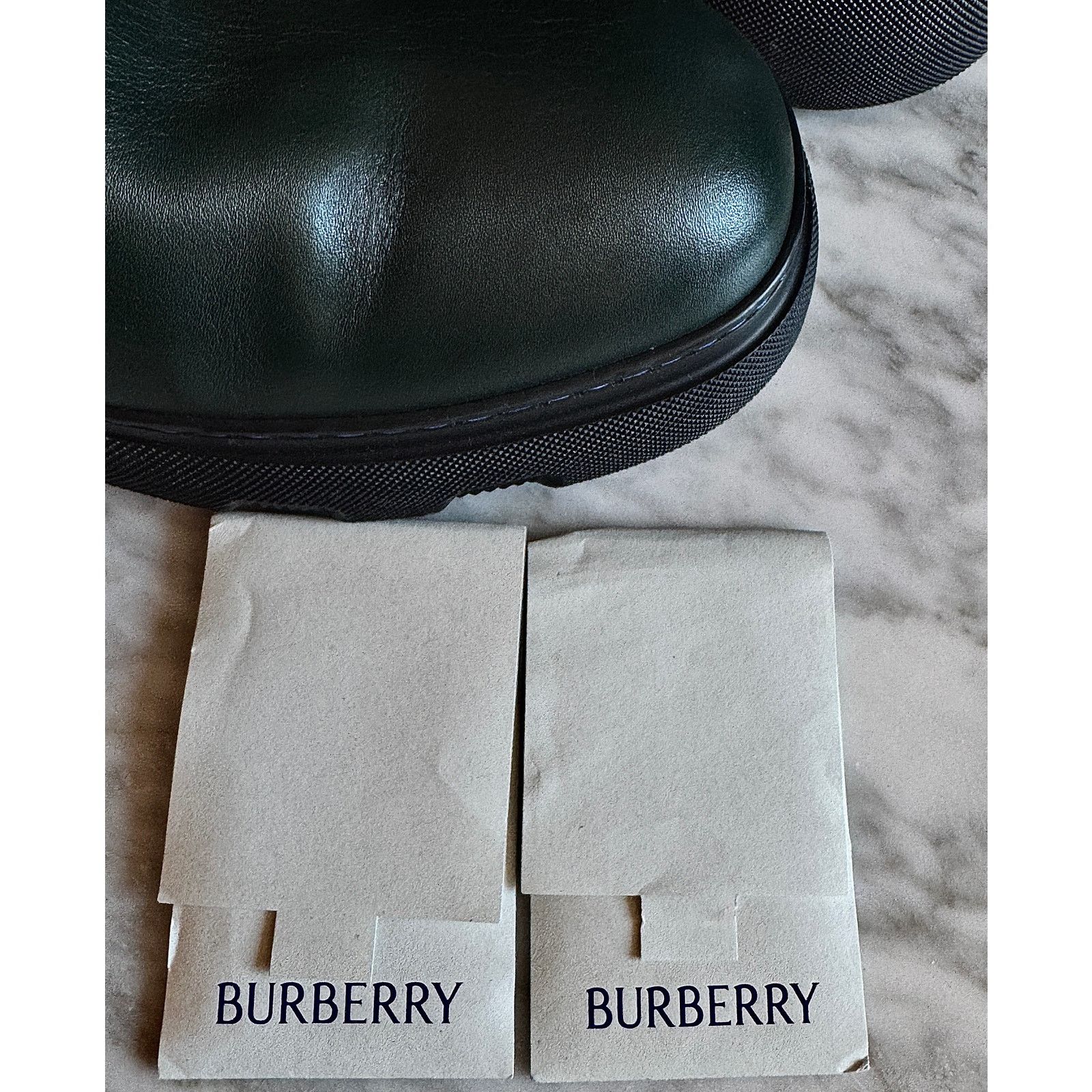 Burberry Burberry NWT Green/Black Women's Leather Chelsea Boots -46IT Size US 12 / IT 42 - 6 Thumbnail