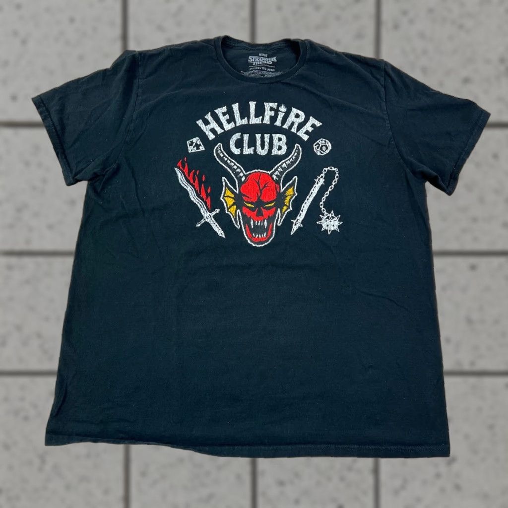 Vintage Netflix Stranger Things Hellfire Club Black T Shirt 2XL Unisex Adults Short Sleeve Vintage 80s Retro Movie Merch Size US XXL / EU 58 / 5 - 1 Thumbnail