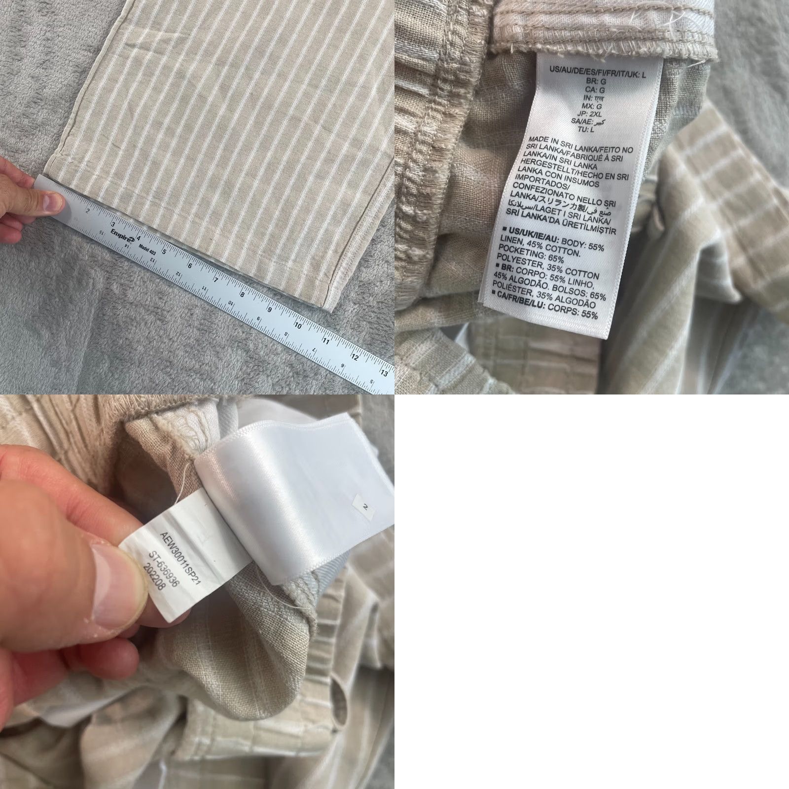 Essentials Amazon Essentials Wide Leg Pants Women Large Beige Linen Blend Drawstring NWT Size 36" / US 14 / IT 50 - 8 Thumbnail