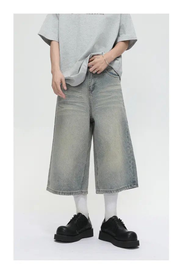 Japanese Brand American distressed retro straight loose denim shorts Size US 32 / EU 48 - 2 Thumbnail