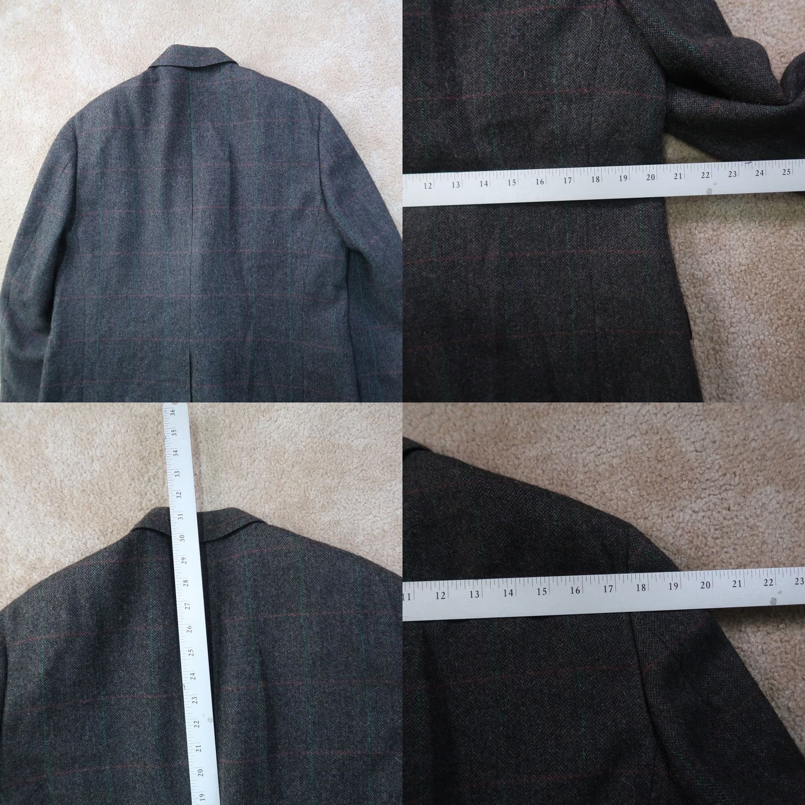 Ralph Lauren VINTAGE Chaps Ralph Lauren Blazer 40 Plaid Gray Wool 2 Button Single-Breasted Notch Lapel Mens Size 40R - 9 Thumbnail
