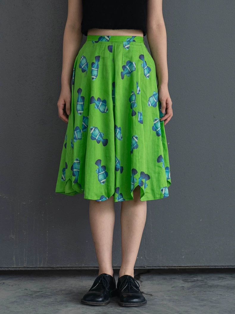 Kenzo KENZO Vintage green tropical fish half skirt Size 25" / US 0 / IT 36 - 7 Thumbnail