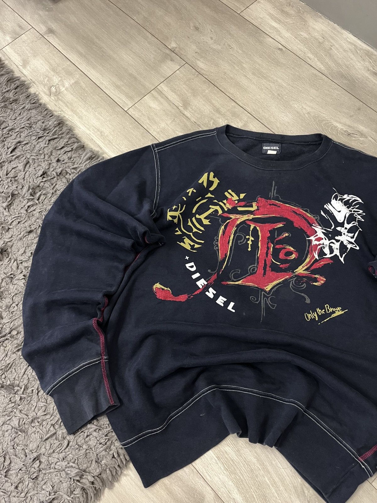 Diesel 🔥00’s Diesel Boxy Washed Big Logo Sweatshirt Creawneck Y2k Size US XXL / EU 58 / 5 - 4 Thumbnail