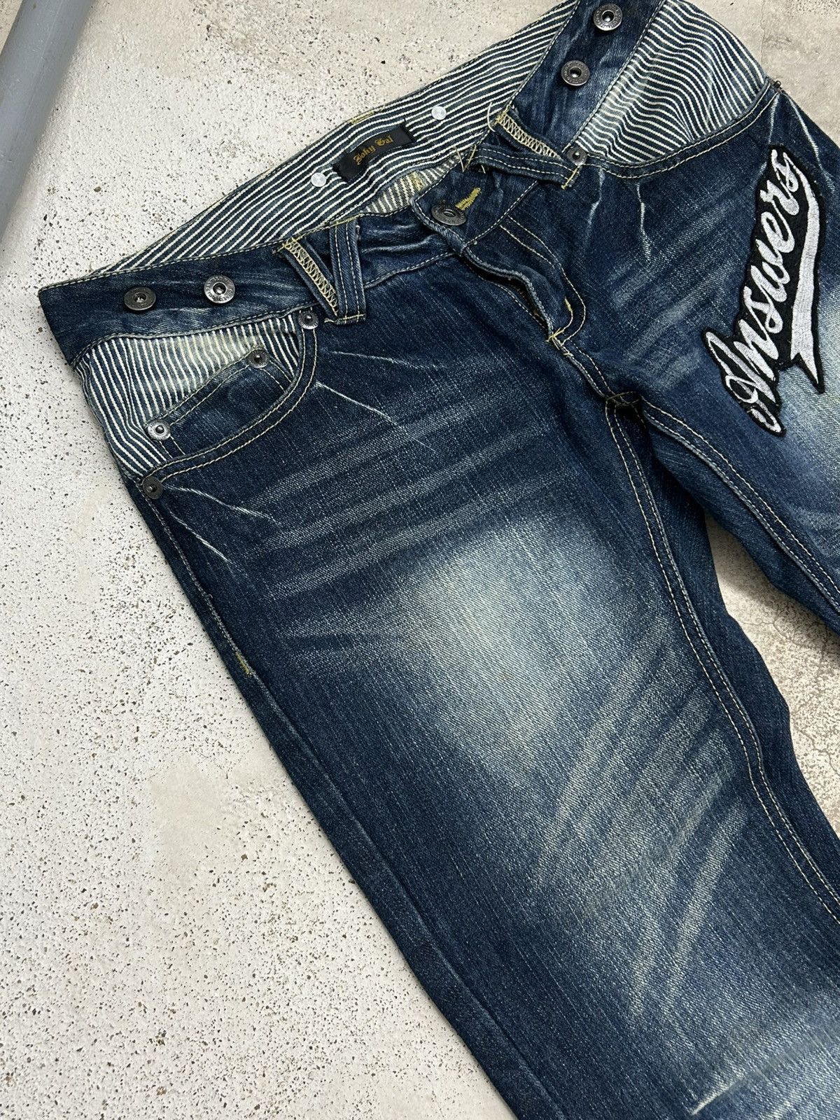 Hysteric Glamour Vintage Flared Jeans Patches Whiskering Mud Washed Size US 31 - 9 Thumbnail