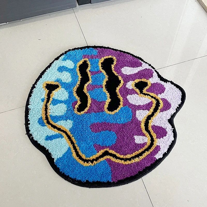 Designer Handmade Smile Face Colorful Custom Carpet Rug Size ONE SIZE - 4 Thumbnail