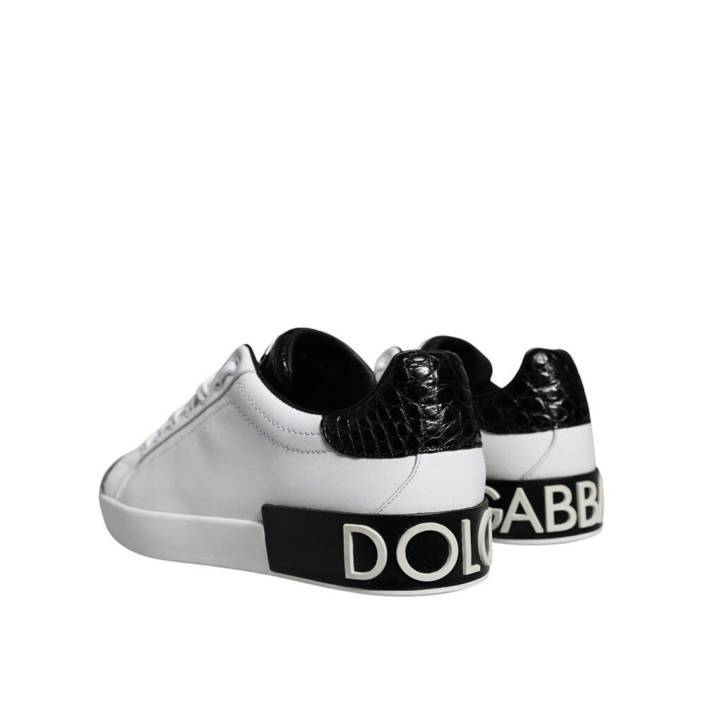 Dolce & Gabbana Dolce & Gabbana Black Leather Logo Portofino Sneaker Shoes Size US 5 / EU 37 - 4 Thumbnail