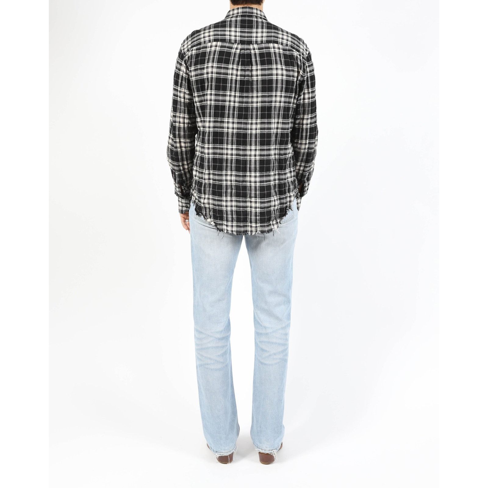 Saint Laurent Paris SS17 Crinkled Raw Hemd Flannel in Black & White Wool Size US M / EU 48-50 / 2 - 5 Thumbnail