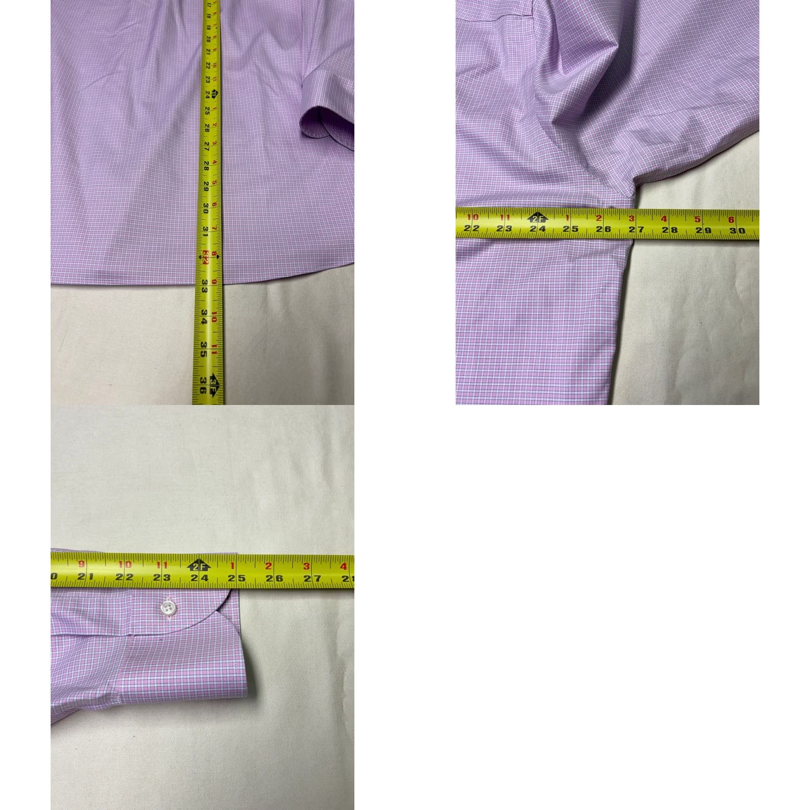 Proper Cloth Proper Cloth Mens Pink Multi Grid Twill Non-Iron Stretch Dress Shirt 17 35 XL Size 46R - 8 Thumbnail