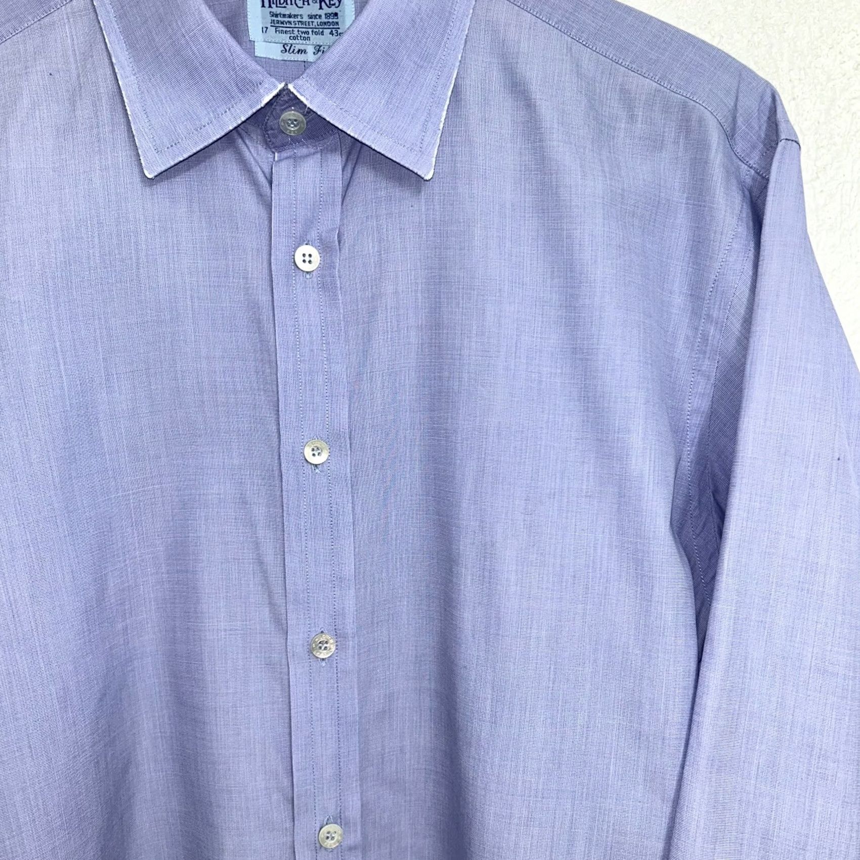 Vintage Hilditch & Key Shirt Men’s 17 43 Slim Fit Long Sleeve French Cuff Button Up Size US XL / EU 56 / 4 - 3 Thumbnail