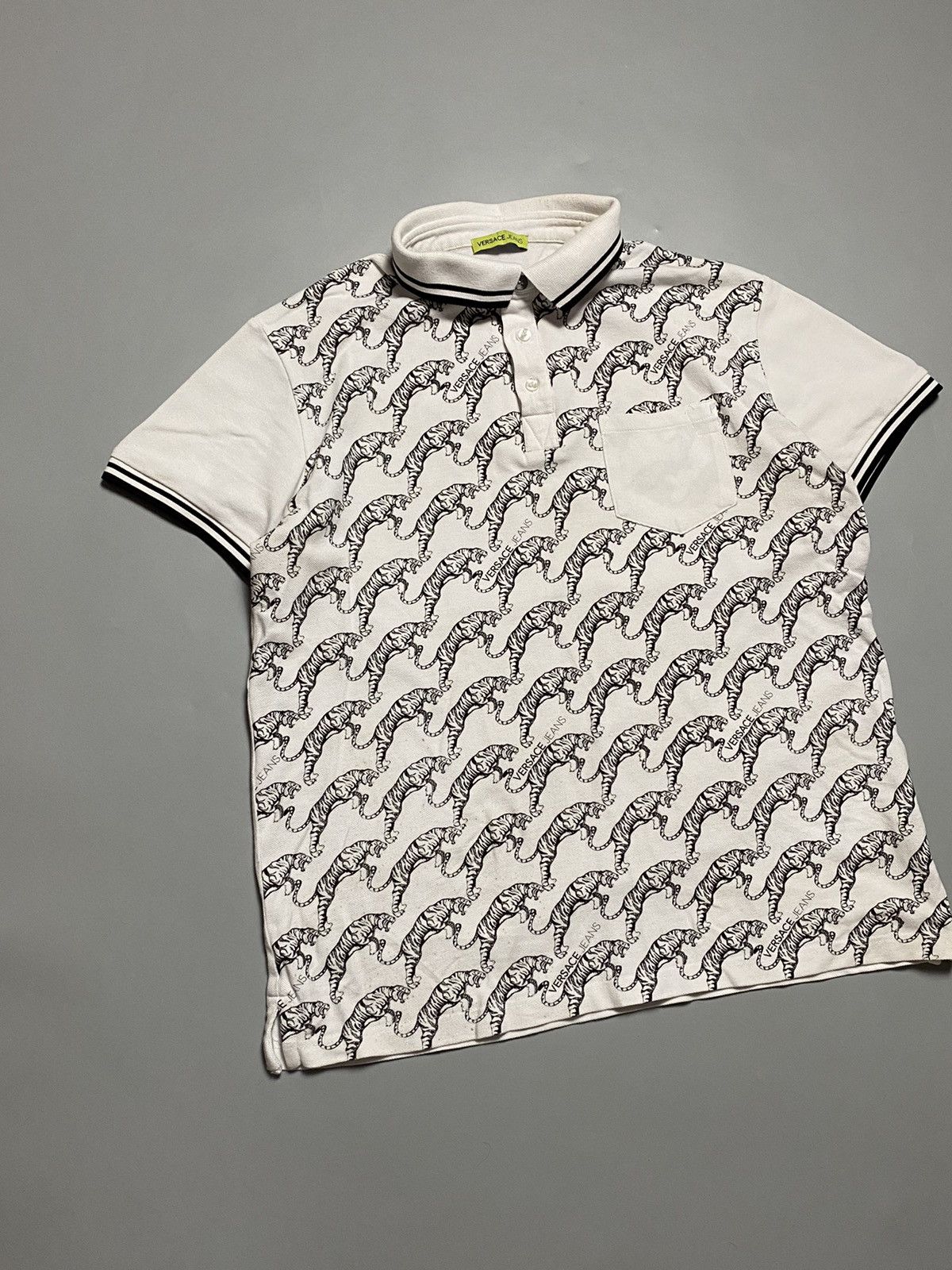Versace Jeans Couture Versace 🐅 big tiger logo monogram polo shirt Size US L / EU 52-54 / 3 - 3 Thumbnail