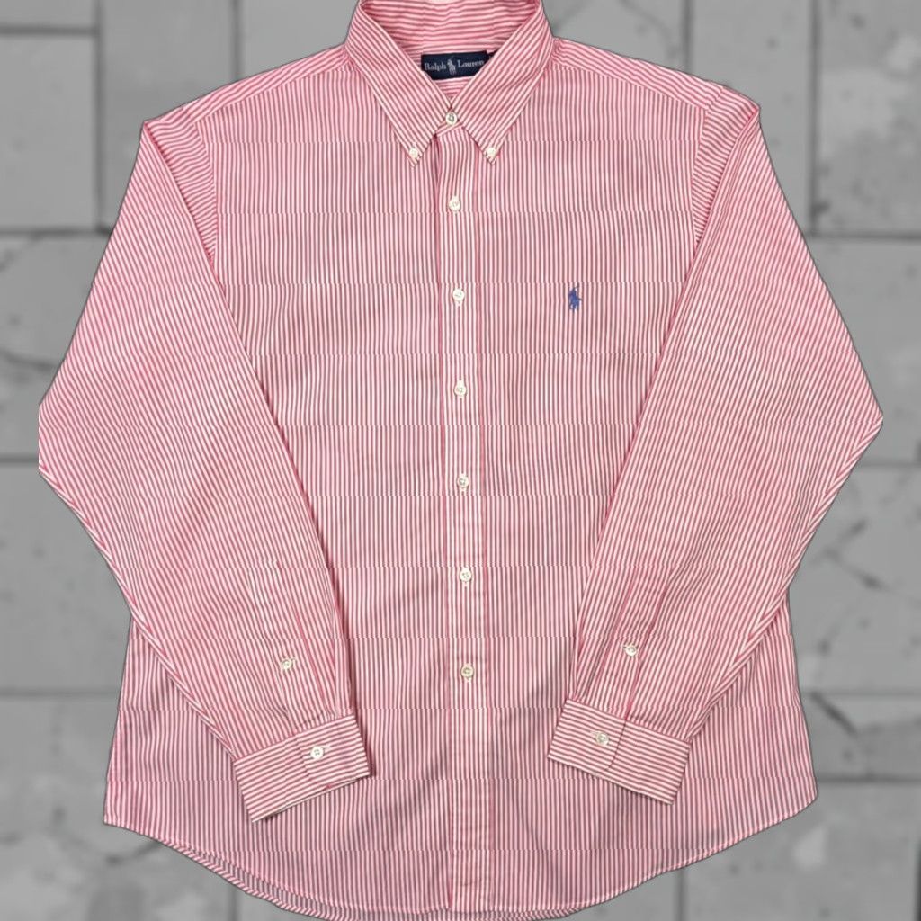 Polo Ralph Lauren VINTAGE Polo Ralph Lauren Shirt Mens 17.5 Pink Stripe Poplin Bengal Long Sleeve Button-Up Knit? Size US XXL / EU 58 / 5 - 1 Thumbnail