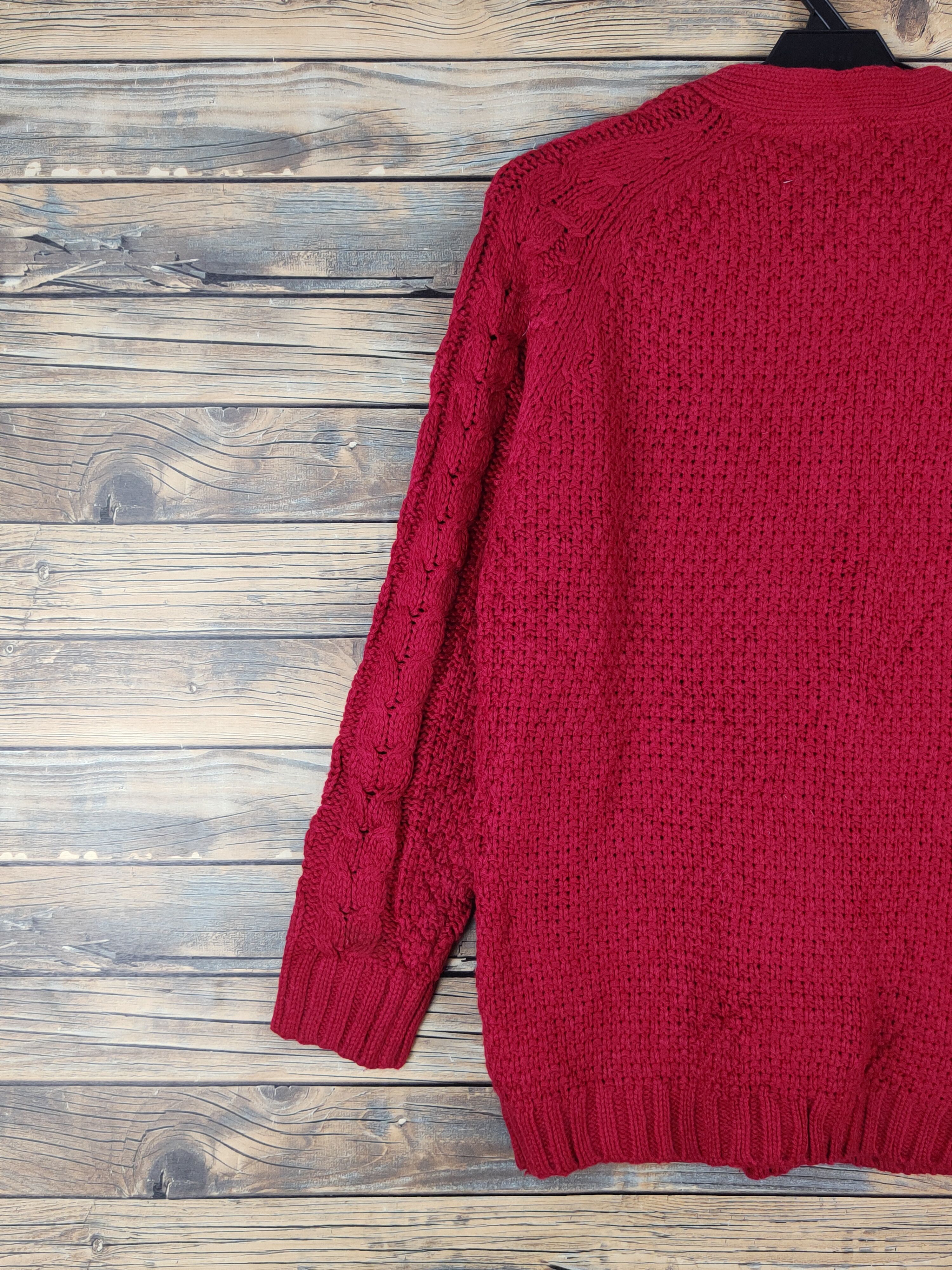 Aran Isles Knitwear × Japanese Brand GU Red cable Knitwear Cardigan #W1435 Size US S / EU 44-46 / 1 - 8 Thumbnail
