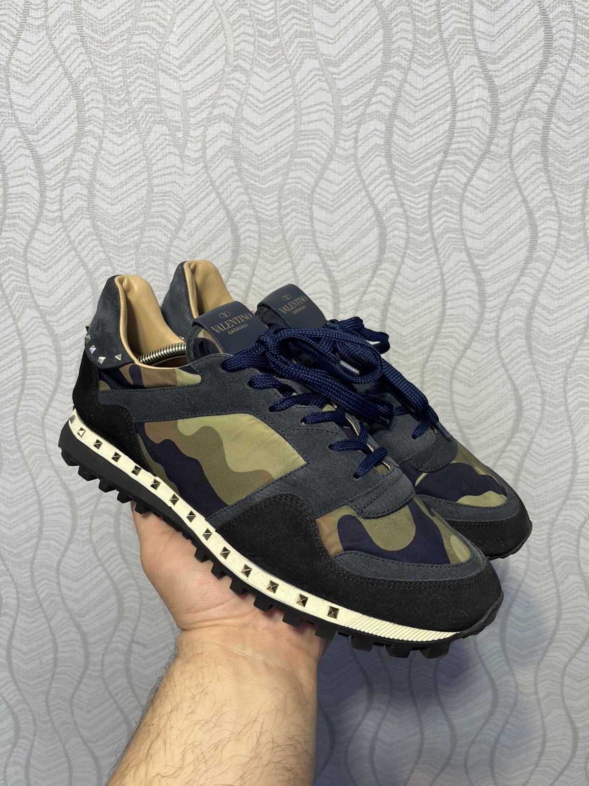 Valentino Valentino Garavani Rockrunner Camo Suede Leather Sneakers Size US 10 / EU 43 - 1 Thumbnail