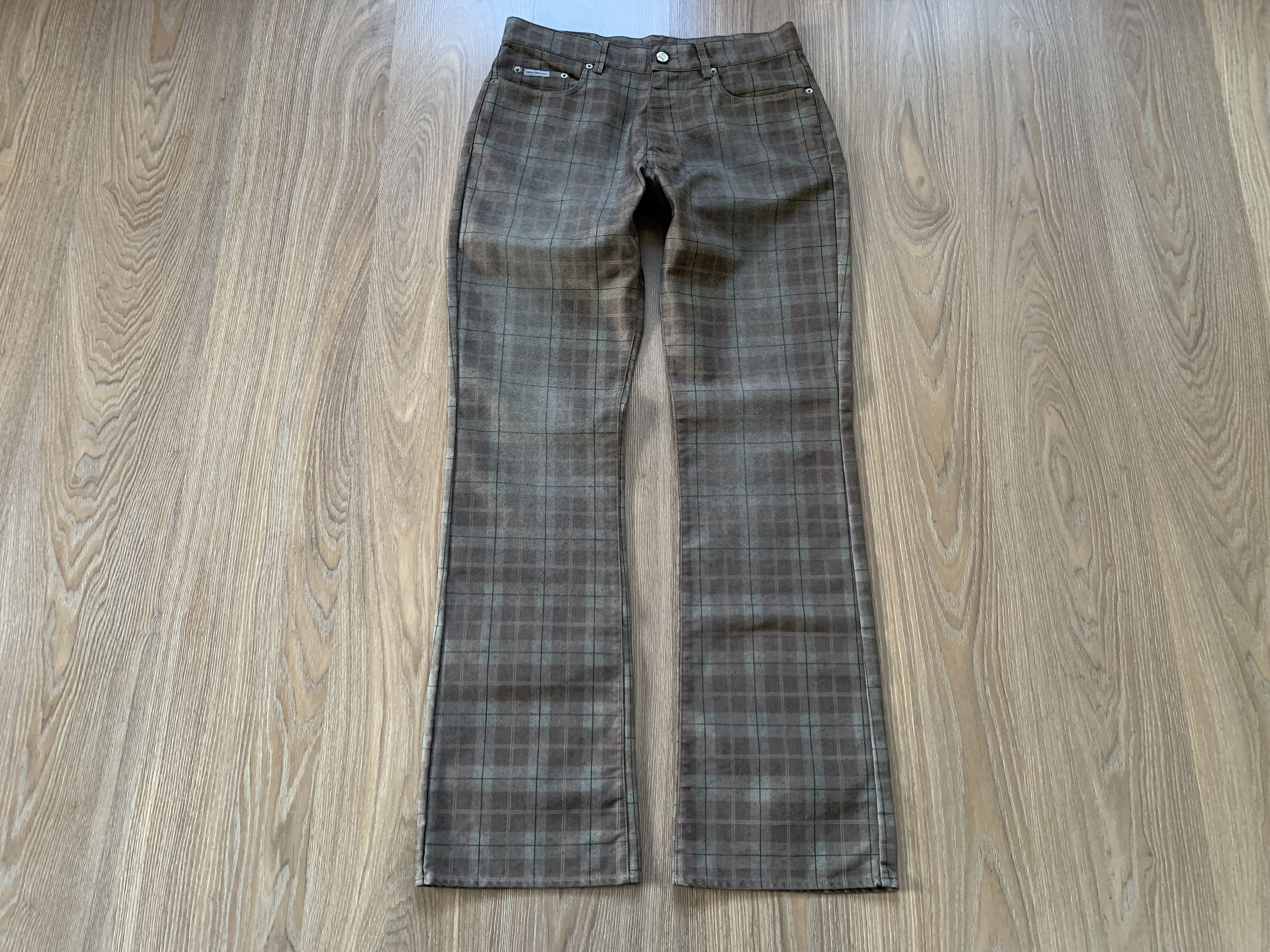Calvin Klein Men's Vintage Calvin Klein Plaid Check Flared Jeans Size US 32 / EU 48 - 2 Thumbnail