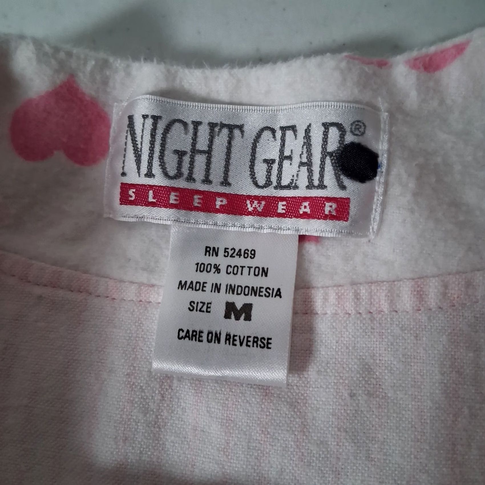 Vintage VINTAGE Night Gear Gown Nightgown Pullover Nightgown Long Sleeve Pink Flannel Heart Bear Cotton M Women Size ONE SIZE - 4 Thumbnail