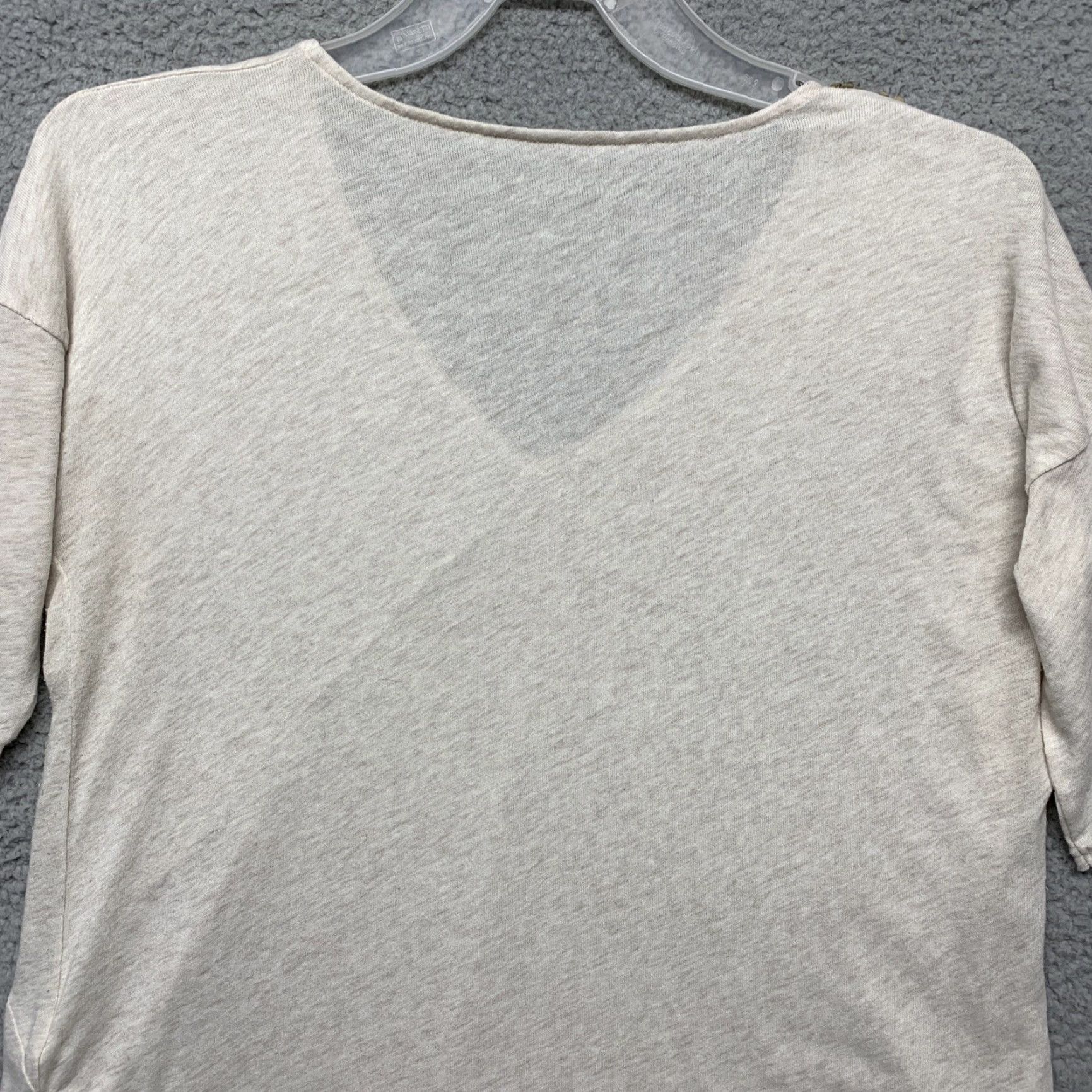 Calvin Klein VINTAGE Calvin Klein Pullover Top Womens S/P Heather Cream Sequins V-Neck Relaxed Fit Size S / US 4 / IT 40 - 5 Thumbnail