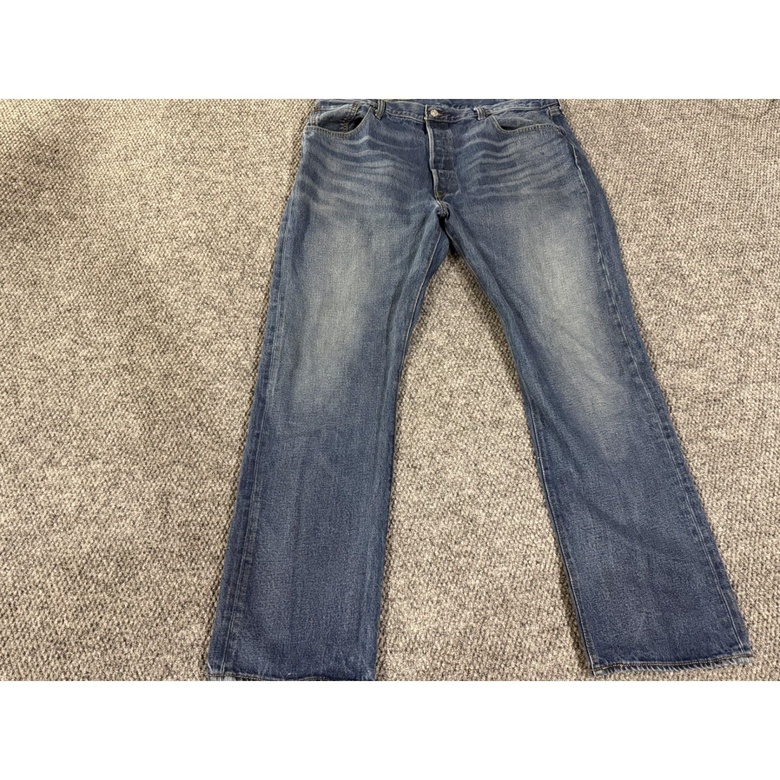 Levi's Levi's 501 Jeans Mens 40x32 Blue Medium Wash Denim Button Fly Straight Leg 5-Pocket Regular Fit Pants Size US 40 / EU 56 - 2 Thumbnail