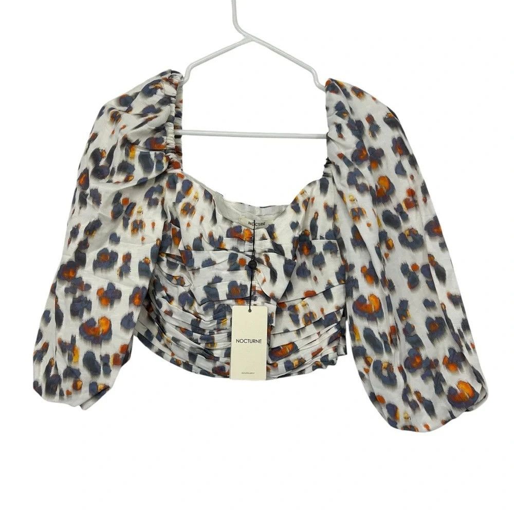 NOCTURNE NOCTURNE LEOPARD PATTERN RUCHED CROPPED TOP BLOUSE Size XS / US 0-2 / IT 36-38 - 6 Thumbnail