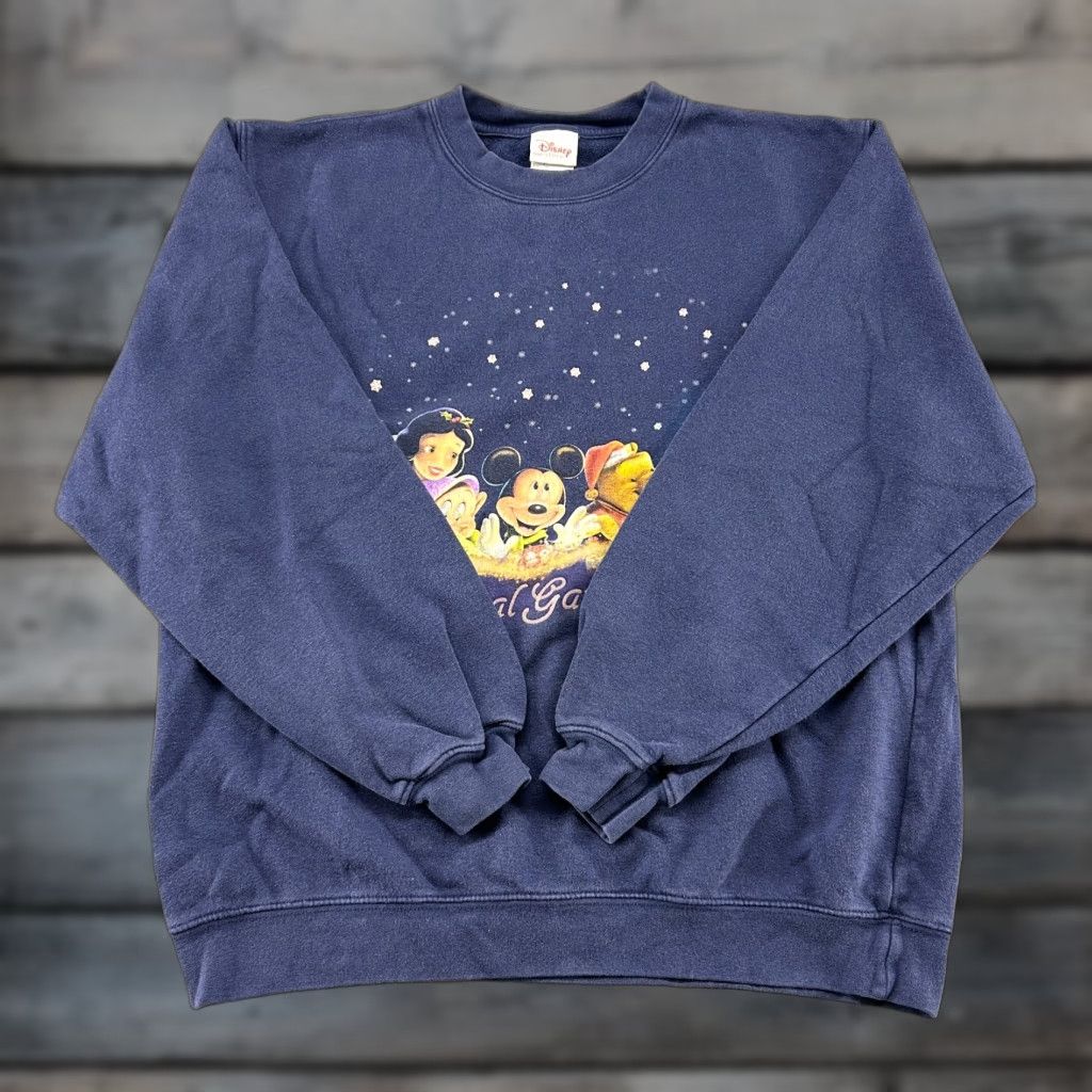 Disney VINTAGE Disney Sweatshirt Mens M Blue Navy Long Sleeve Crew Neck Graphic Print 90s Pullover Sweatshirt Size US M / EU 48-50 / 2 - 1 Thumbnail