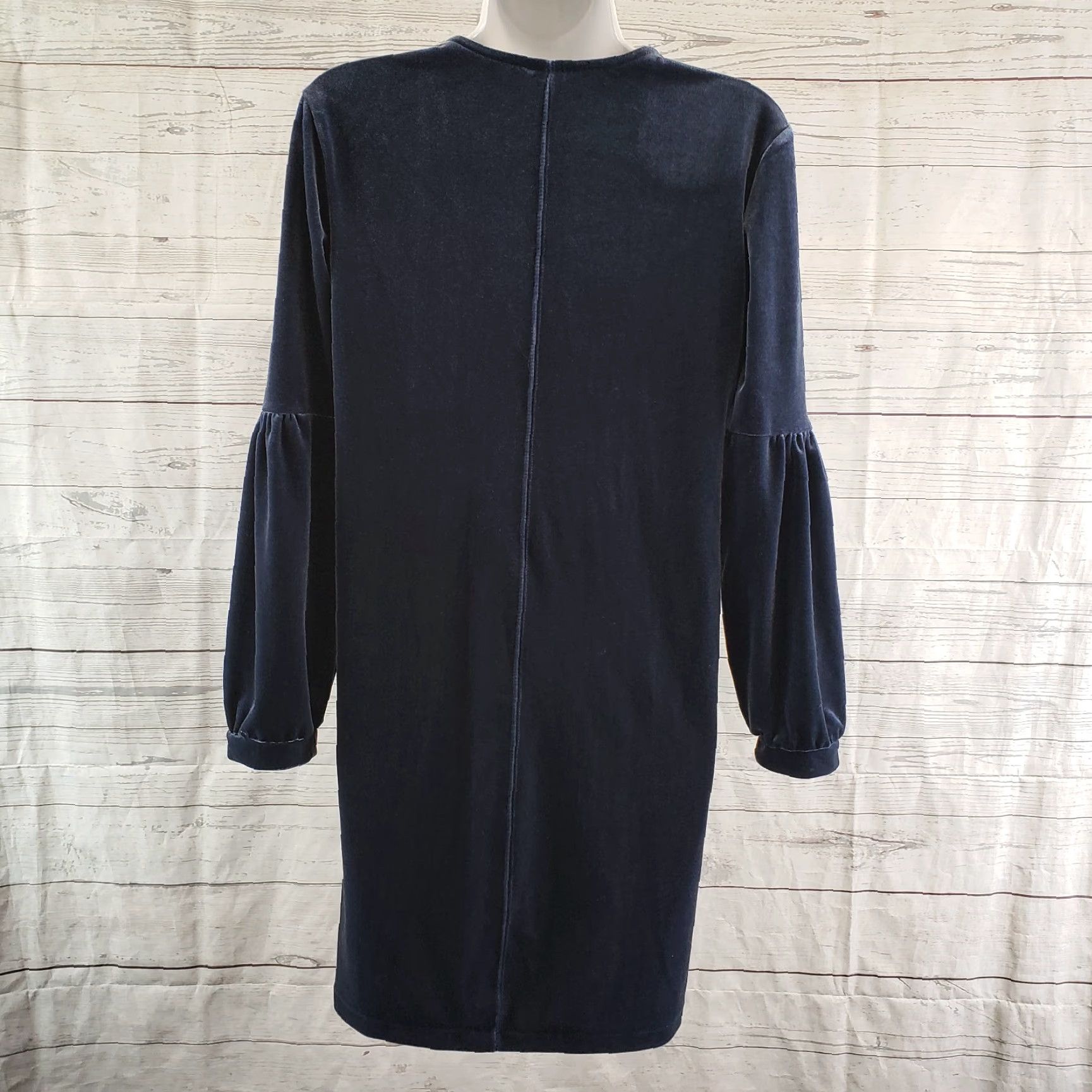 Madewell VINTAGE Madewell Womens Velvet Balloon Sleeve Dress Sz 2XS Solid Blue V-Neck Shirt Women Small 2XS Blue Velvet Shirt Dress Size XXS / US 00 / IT 34 - 4 Thumbnail