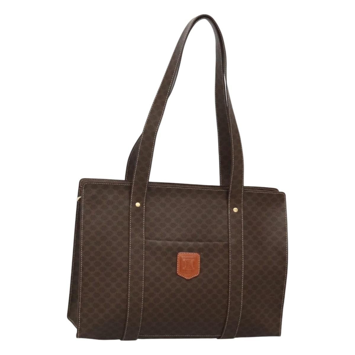 Celine Macadam Canvas Tote Bag Pvc Leather Brown Gold Auth Yk17889 in Brown/Gold, Women's