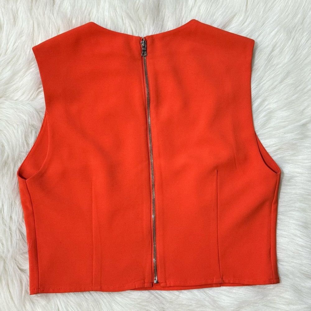 Alice + Olivia Alice + Olivia Kylnn Darted Orange Crop Top Full Zipper Bac Size L / US 10 / IT 46 - 3 Thumbnail