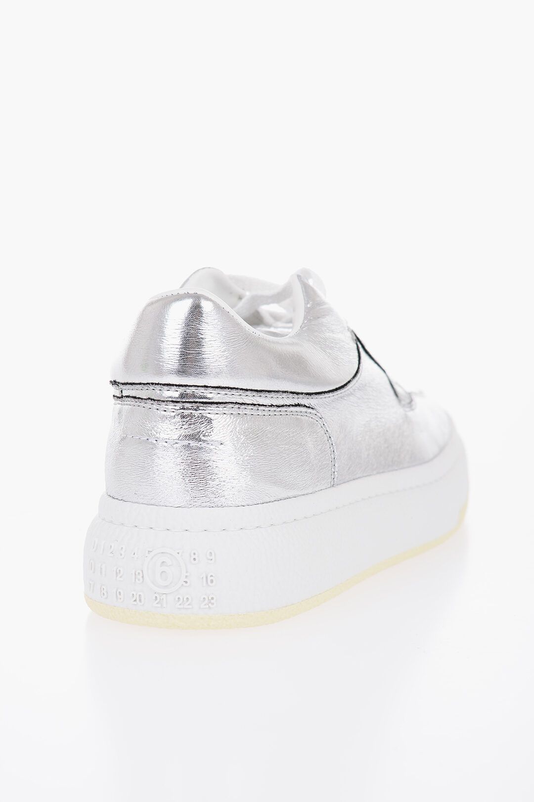 Maison Margiela og1mm1224 Metallized Effect Low-Top Sneakers in Silver Size US 5.5 / IT 35.5 - 3 Thumbnail