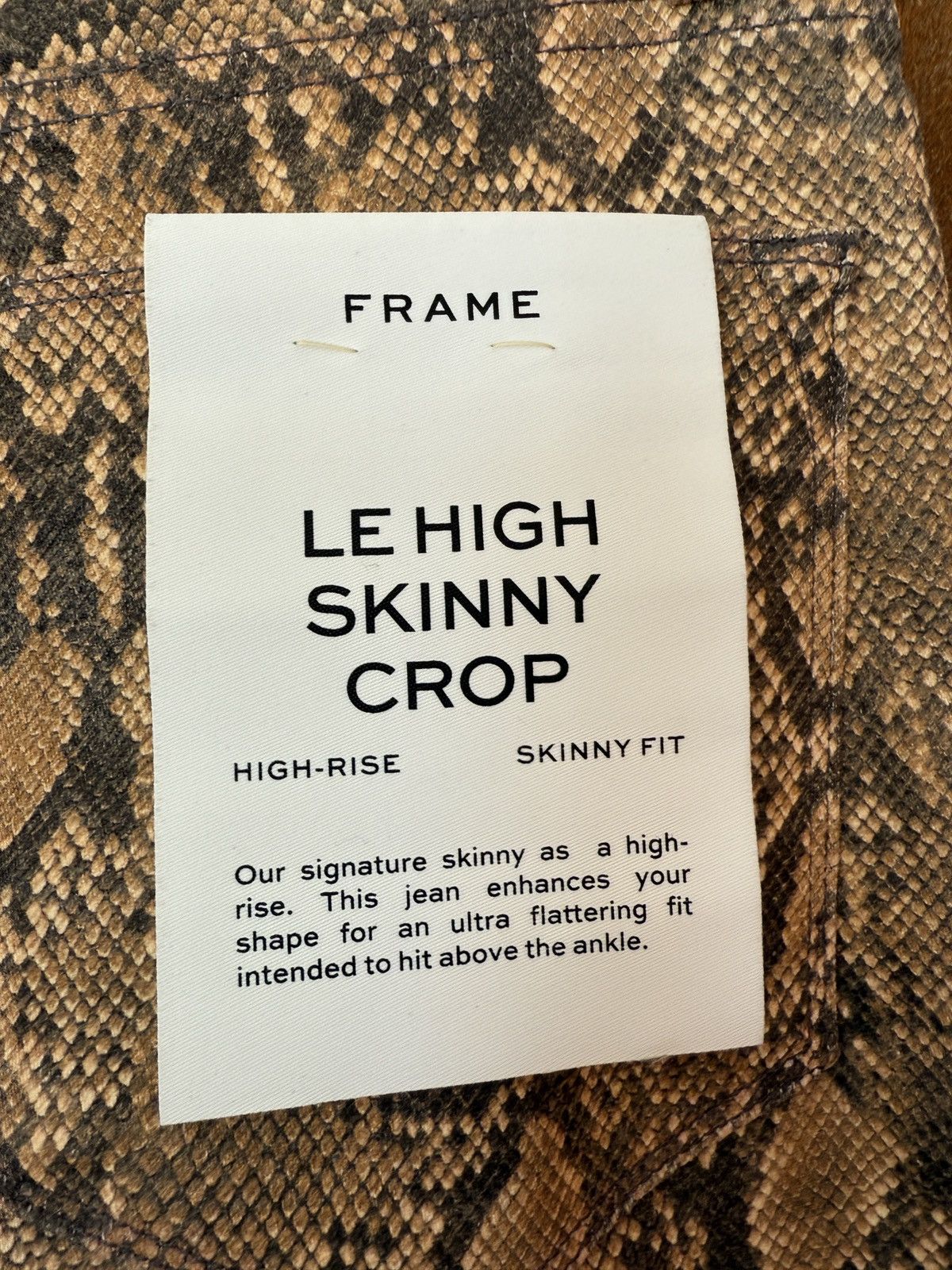 Frame Frame Snakeskin PythonDesign LeHigh Skinny Crop HiRise Jean Size 29" - 7 Thumbnail