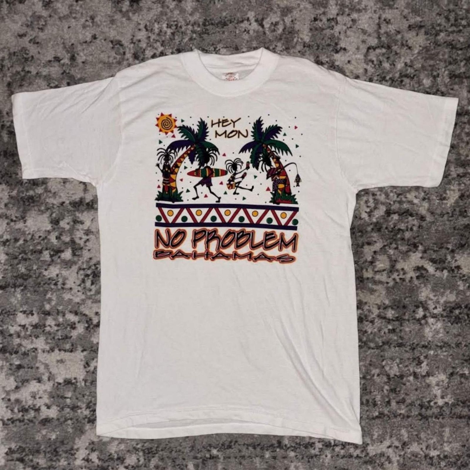 Other Vintage 90s Bahamas Hey Mon, No Problem Tourist Tee Size US M / EU 48-50 / 2 - 2 Thumbnail