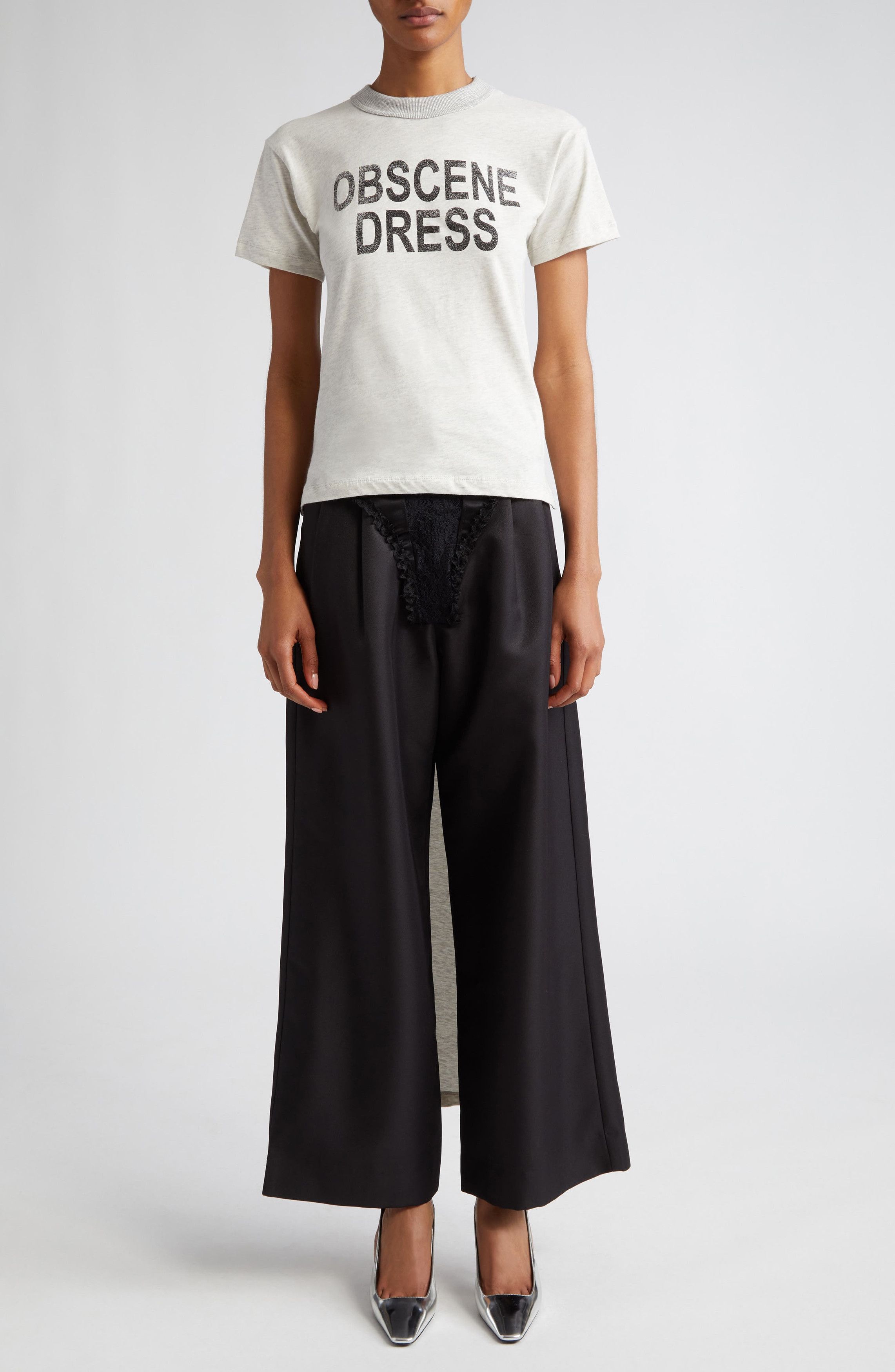 Vaquera $650 Vaquera Underwear Detail Wide Leg Woven Satin Pants Size 29" - 6 Thumbnail