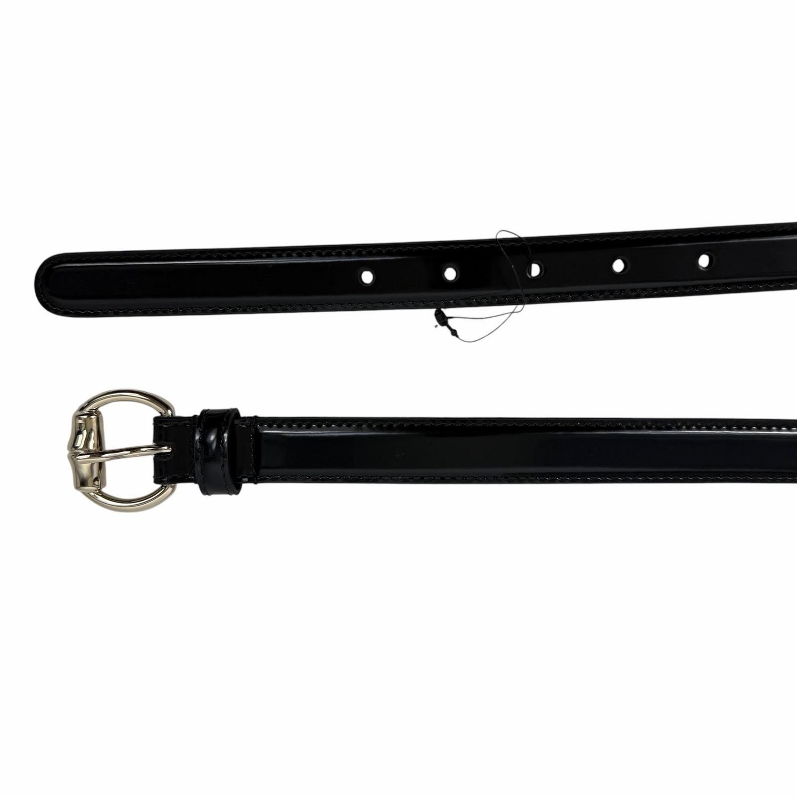 Gucci Thin Leather Belt with Bamboo Buckle Black 90/36 display picture 3