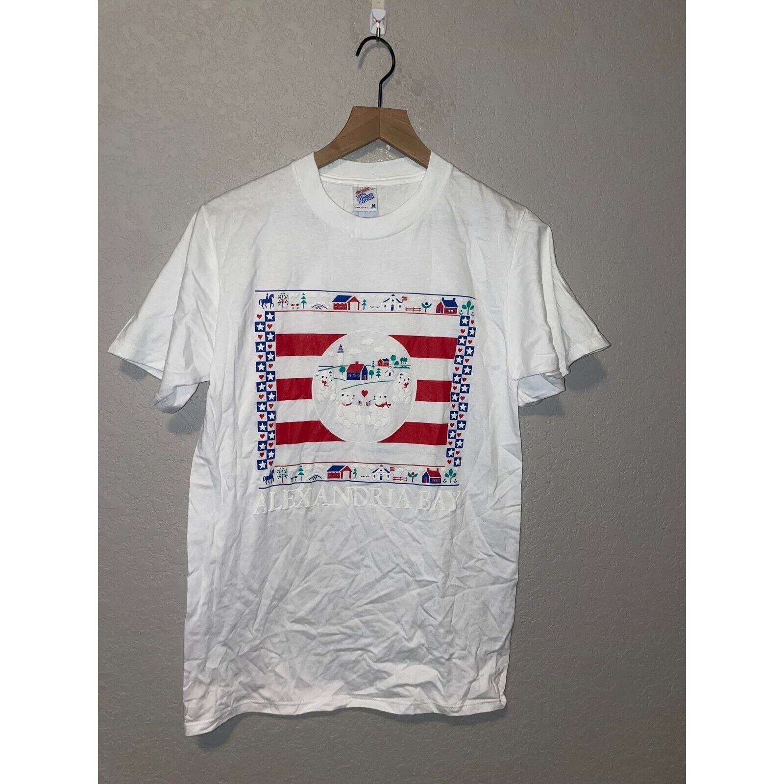 Jerzees Vintage Test Print Shirt New York Alexandria Bay White M Tee Size US M / EU 48-50 / 2 - 1 Thumbnail