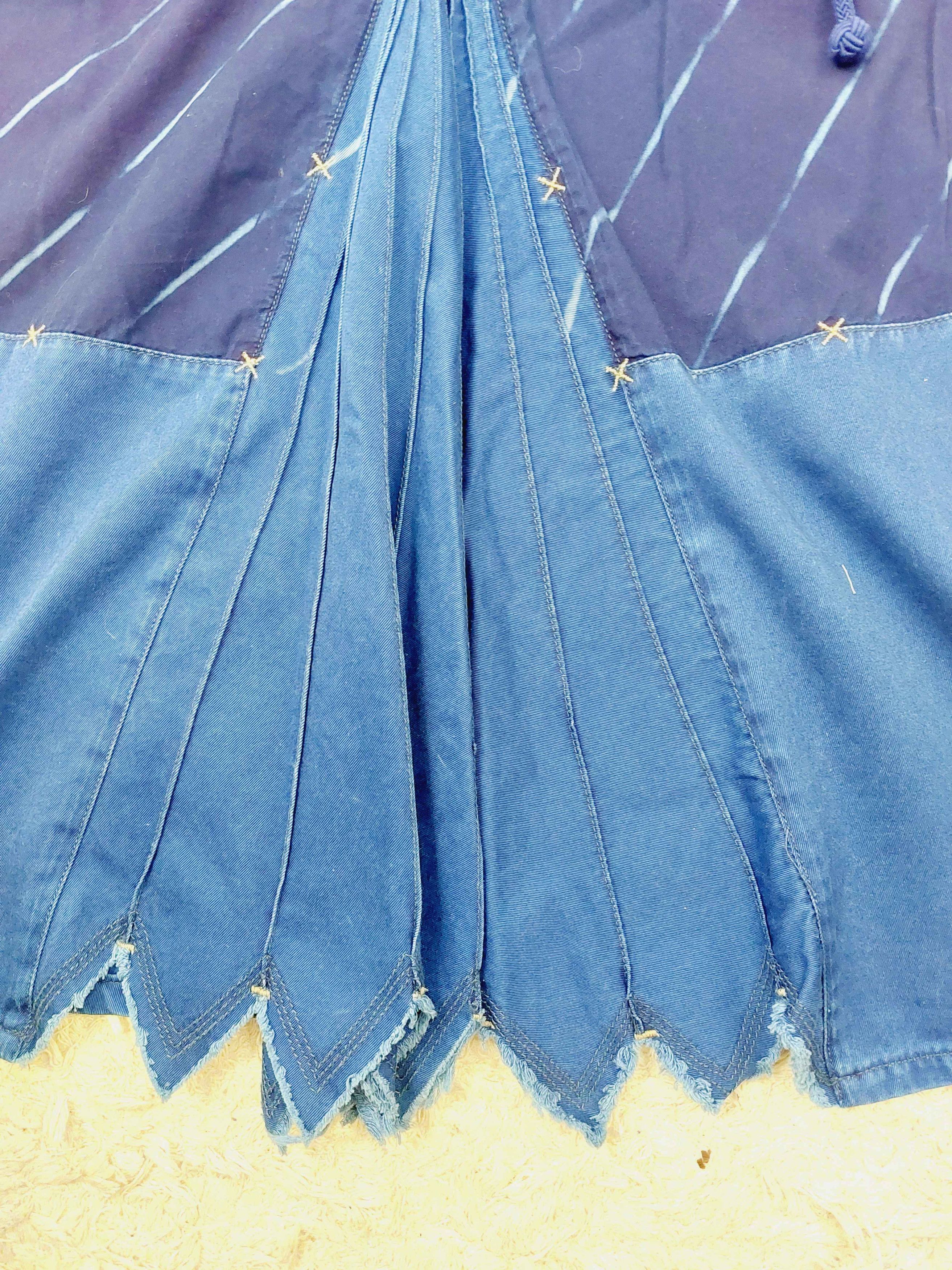 Marithe + Francois Girbaud Marithé + Francois Girbaud Patchwork Denim Pouch Maxi Skirt Size 32" / US 10 / IT 46 - 2 Thumbnail