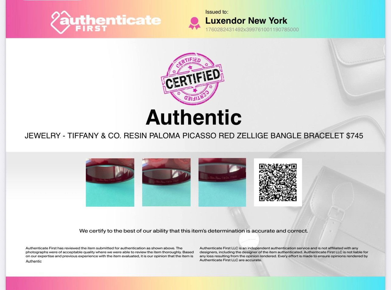 Tiffany & Co. TIFFANY & CO. RESIN PALOMA PICASSO RED ZELLIGE BANGLE $745 Size ONE SIZE - 4 Thumbnail