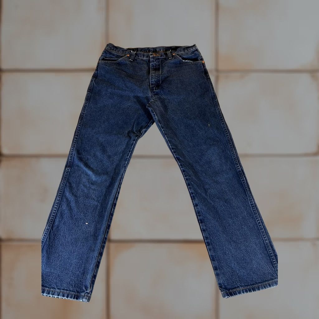 Wrangler Wrangler Jeans Mens 34x31 Cowboy Cut Original Straight Workwear Western 13MWZ Jeans Blue Dark Wash 13MWZ Mens Shirts? Size US 34 / EU 50 - 1 Thumbnail