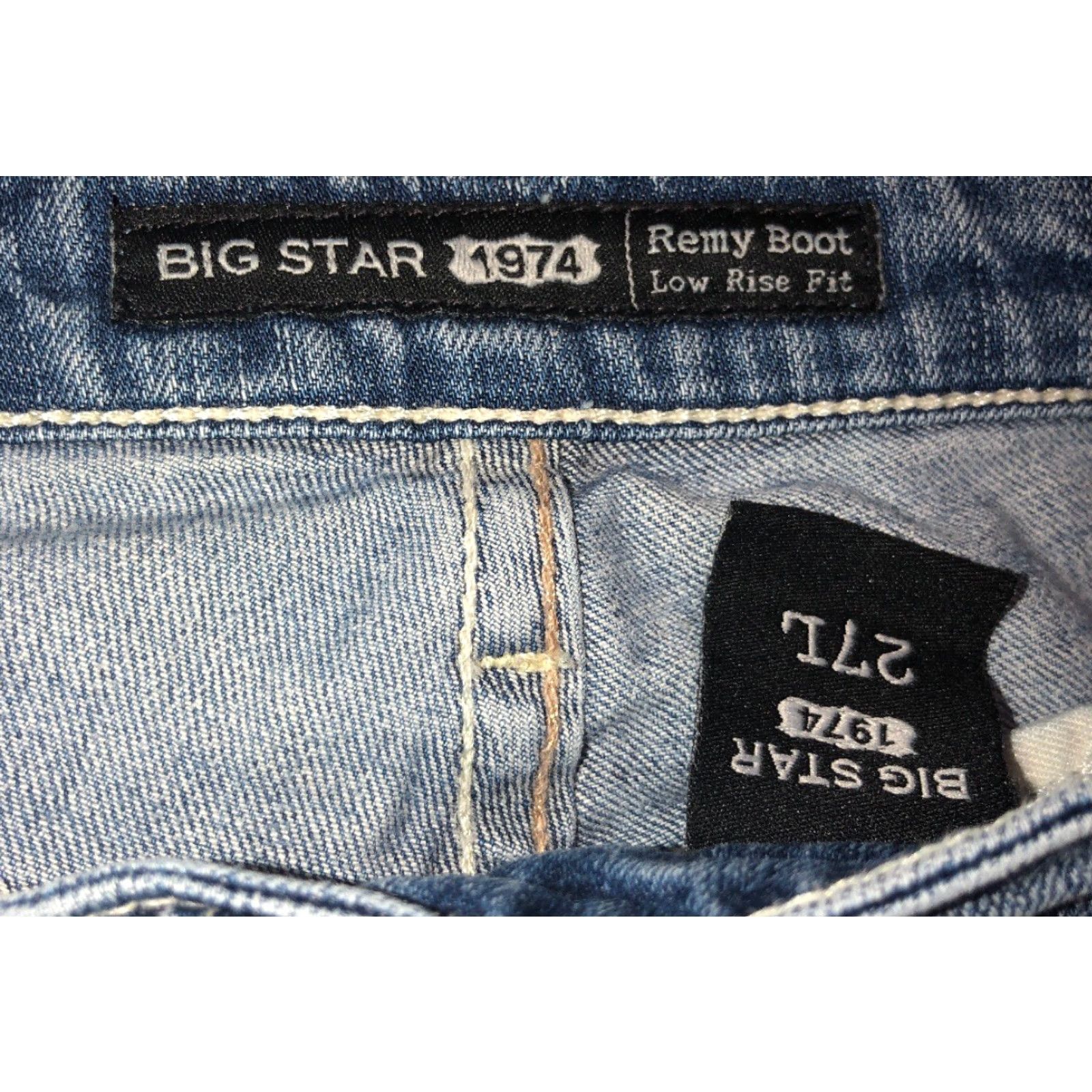 Vintage BIG STAR Jeans Bootcut Remy 1974 Mens Low Rise Blue 27L X 32 Sz(Size) Size US 27 - 6 Thumbnail
