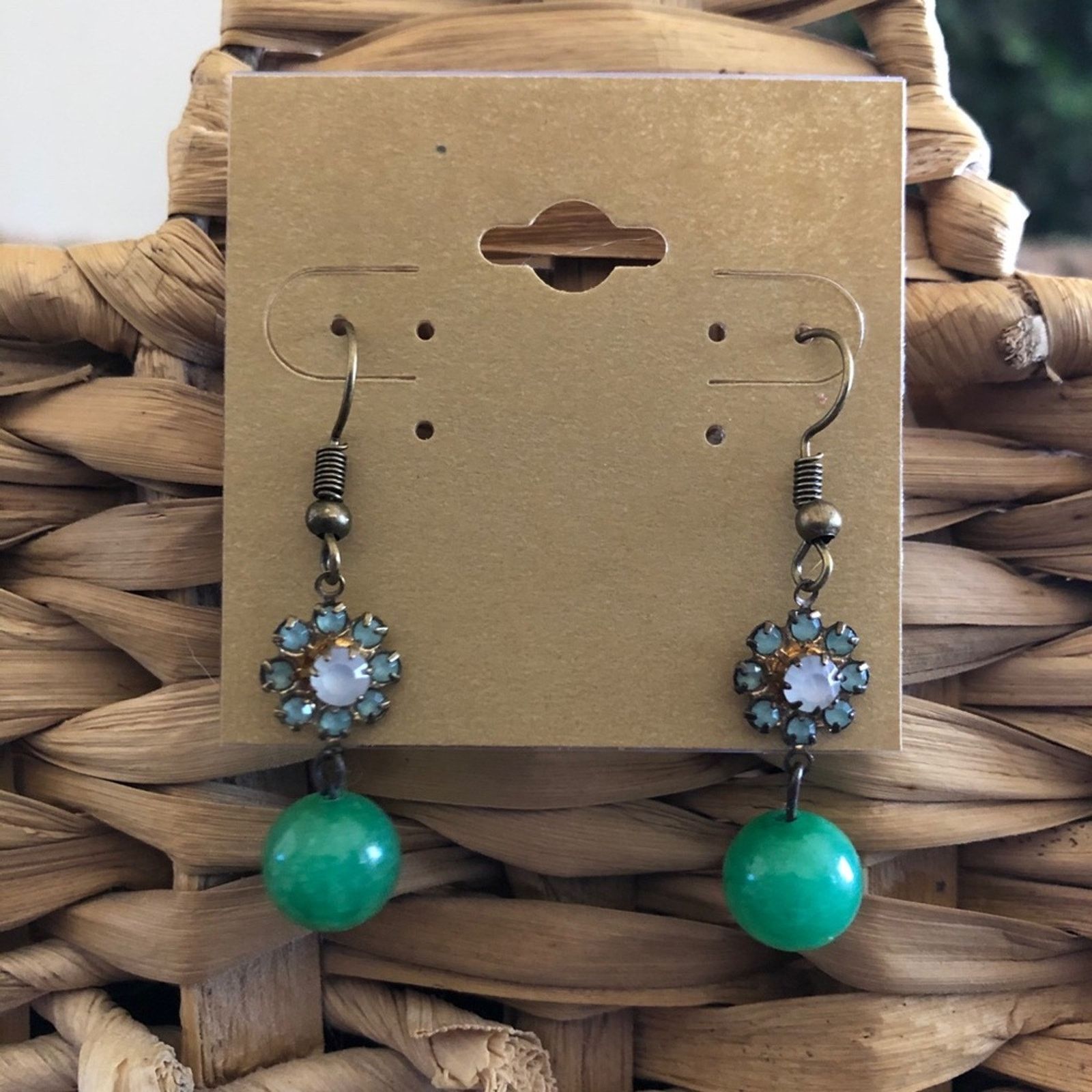 Vintage Vintage repurpose glass stone dangle earrings Size ONE SIZE - 1 Thumbnail