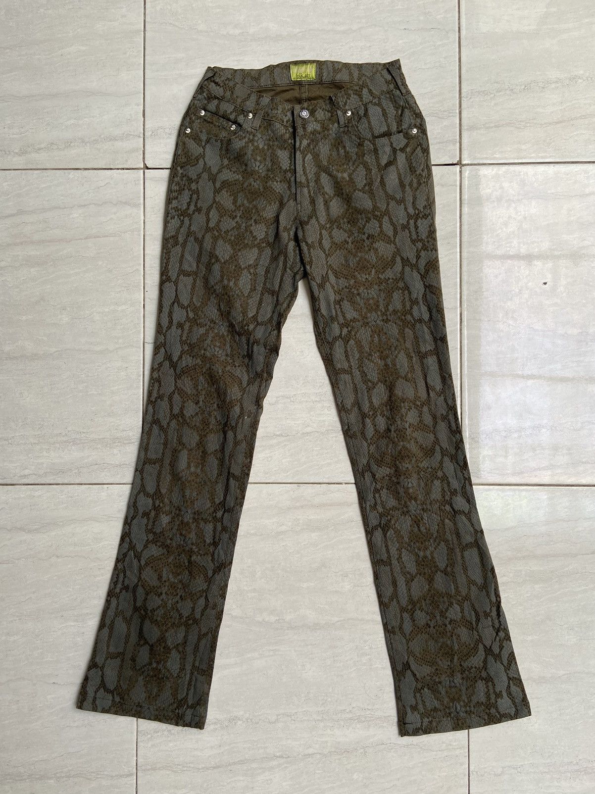 image of Vintage Cimarron Folk Art Overprint Design Snake in Army Green, Men's (Size 26)