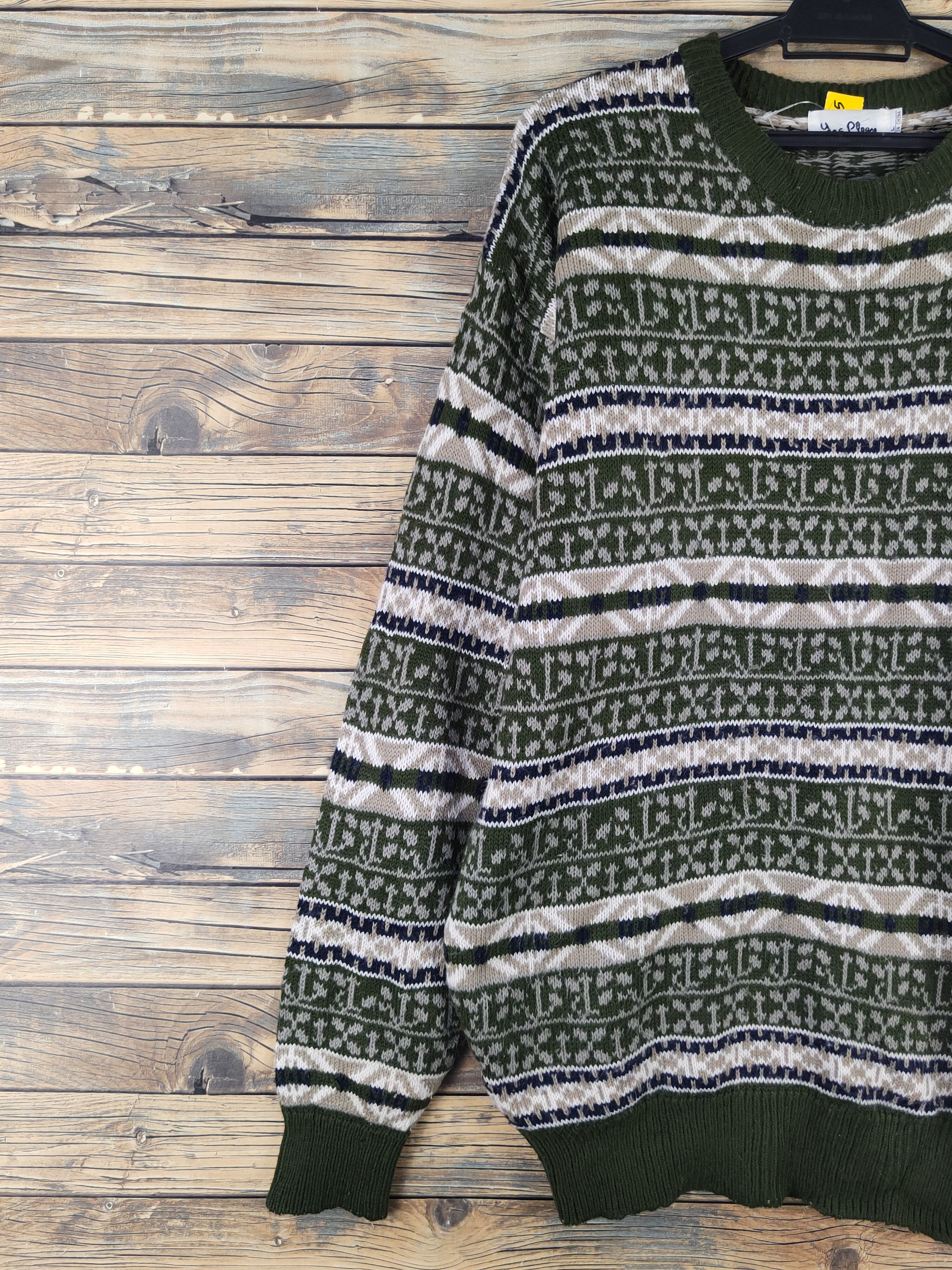 Vintage Yes please Olive Knitwear Sweatshirts #W2169 Size US L / EU 52-54 / 3 - 3 Thumbnail